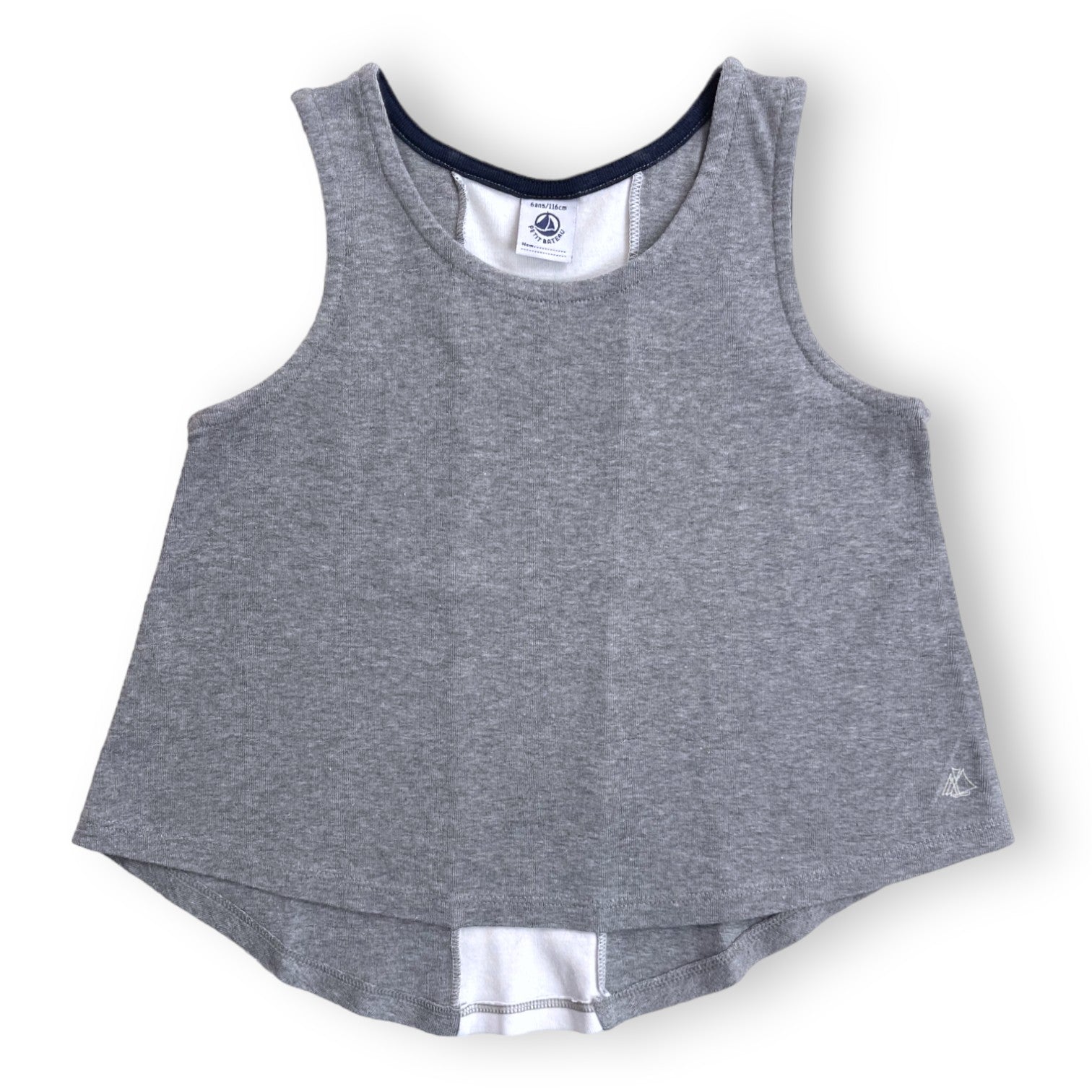 PETIT BATEAU - Gray flared tank top - 6 years
