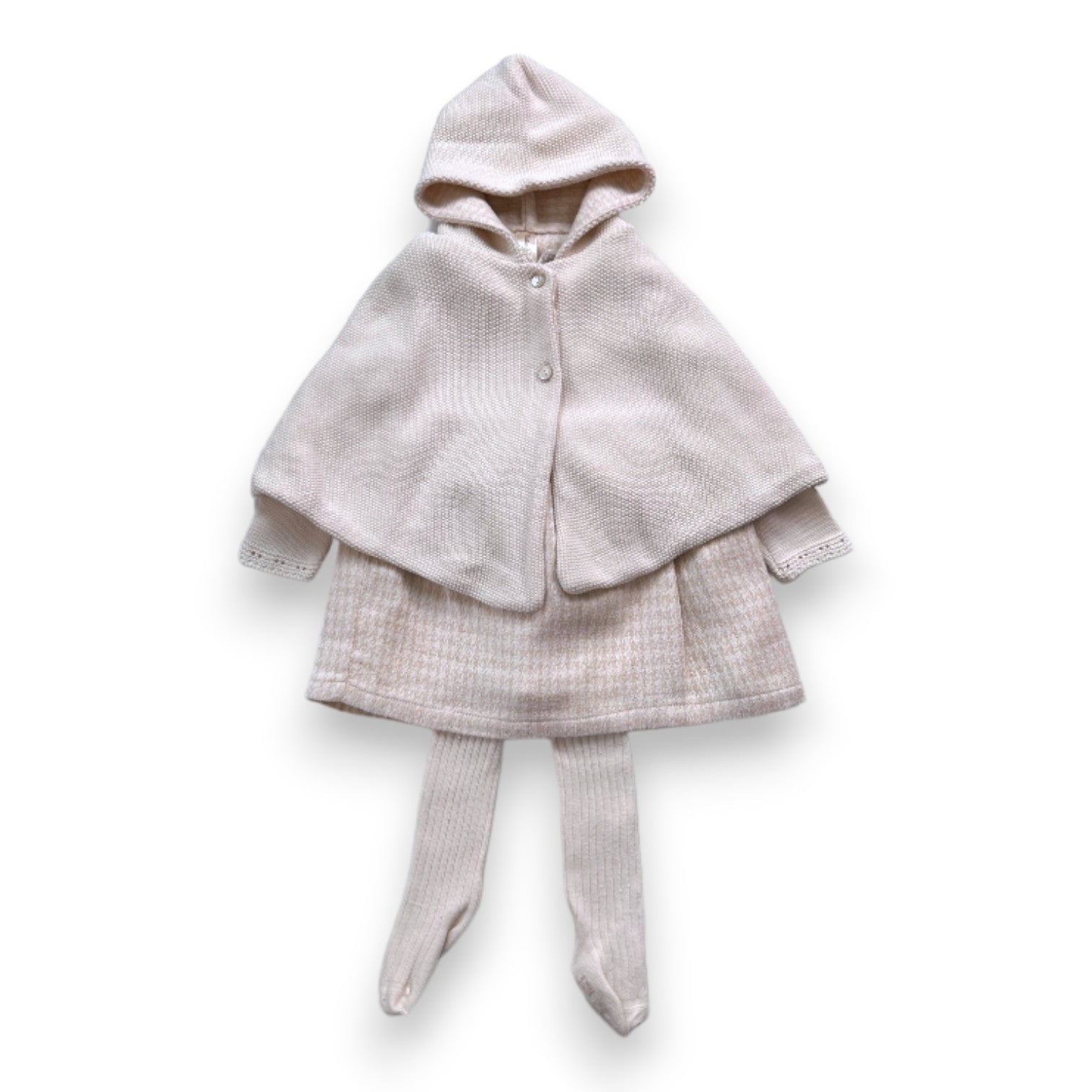 NATUREPURA - Capekleid und Strumpfhose Set in Beige und Rosa - 6 Monate