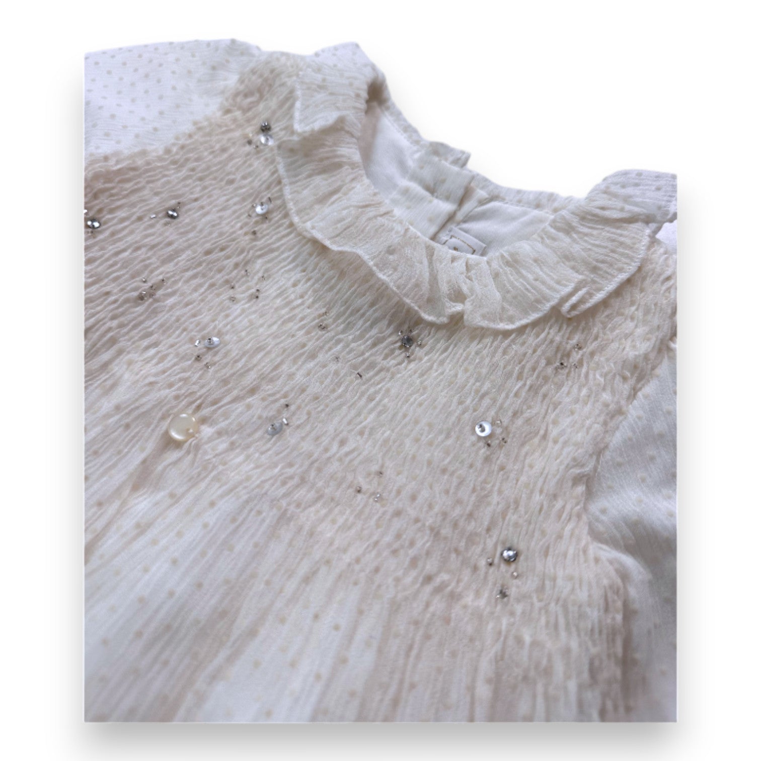 TARTINE &amp; CHOCOLAT - Beiges Seidenkleid mit Perlen - 12 Monate