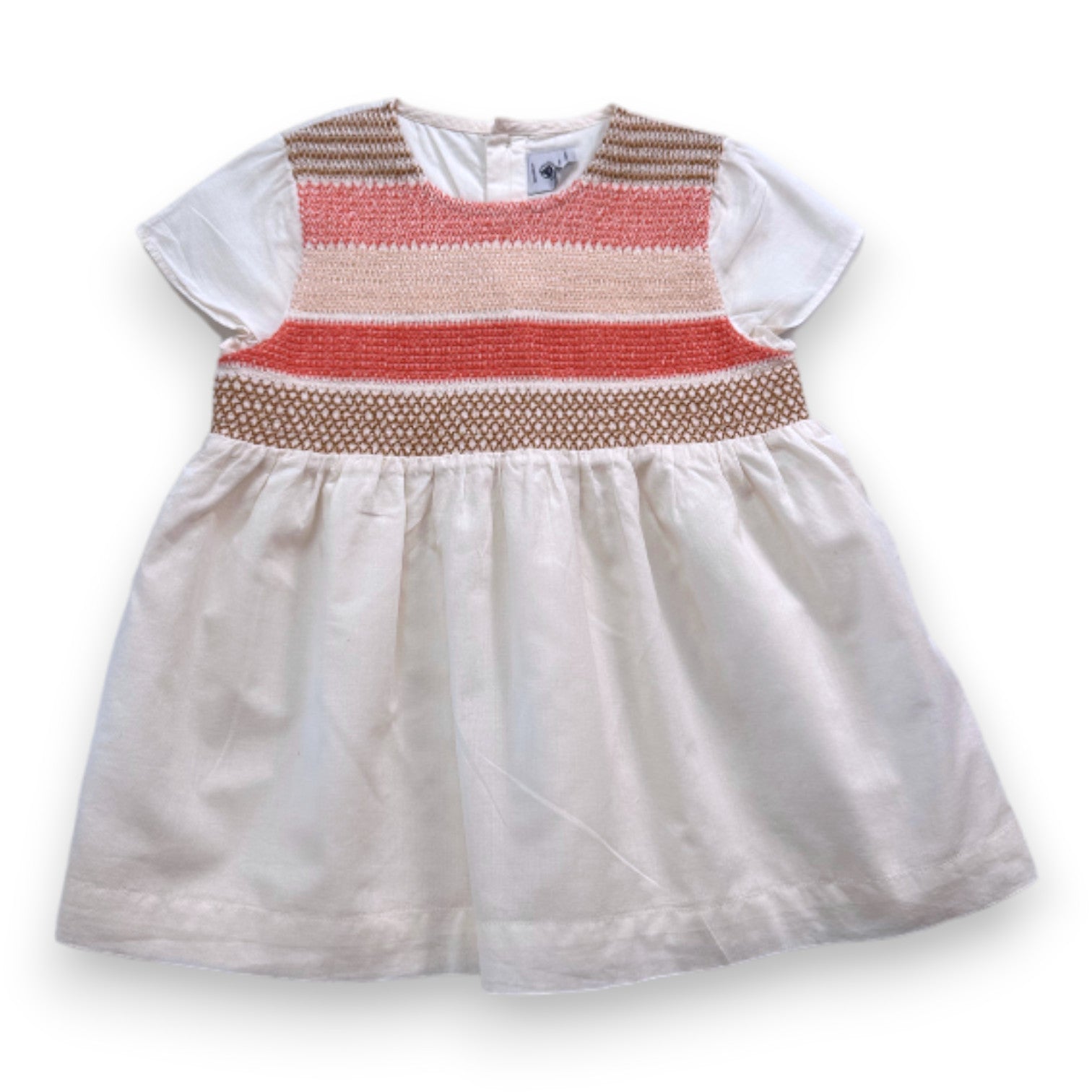 PETIT BATEAU - Beiges Kleid mit Stickerei - 18 Monate