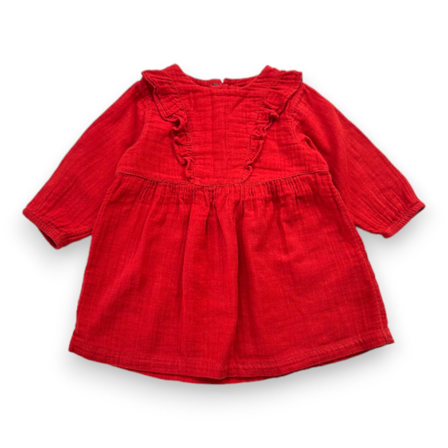 PETIT BATEAU - Rotes Kurzarmkleid - 18 Monate