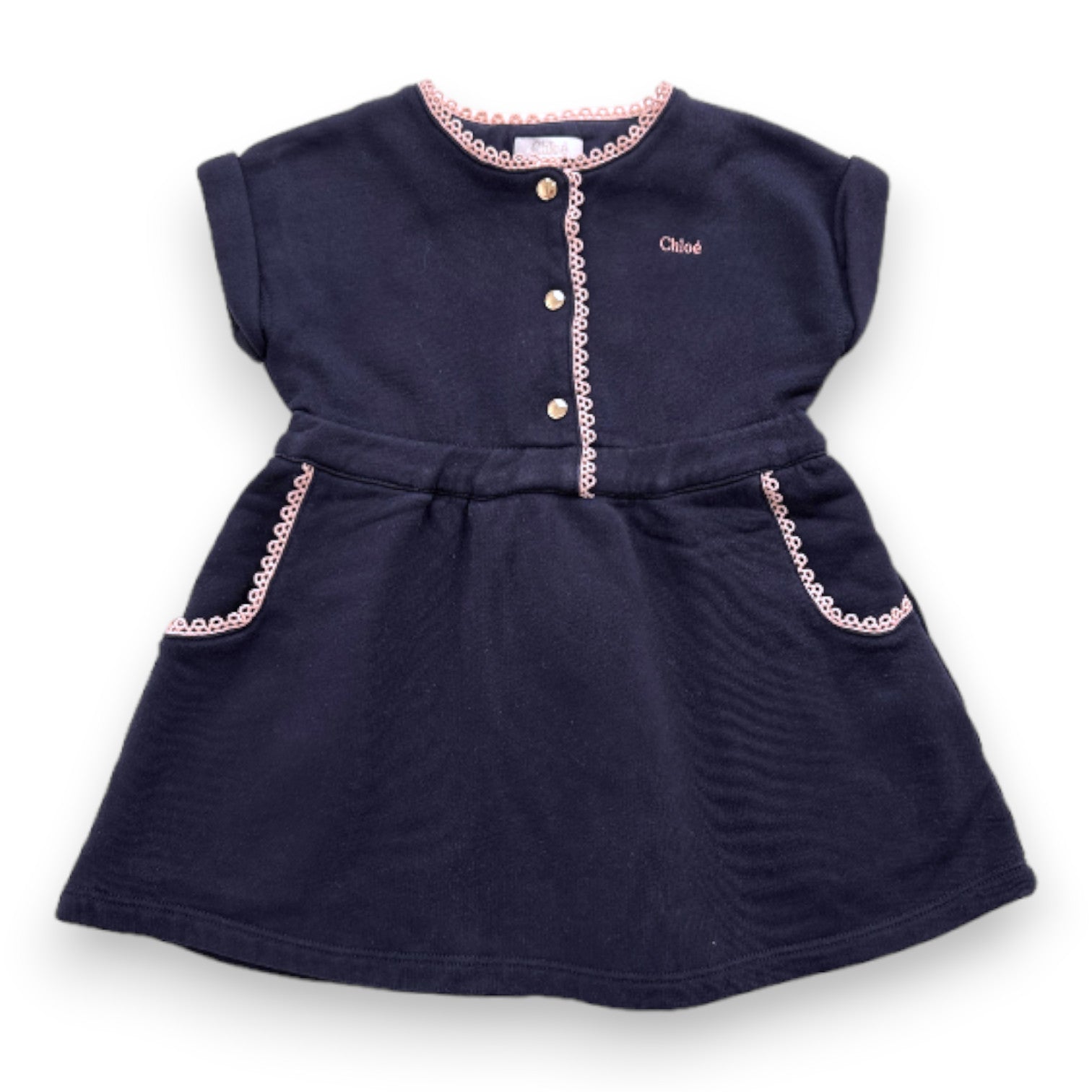 CHLOE - Marineblaues Kurzarmkleid - 18 Monate