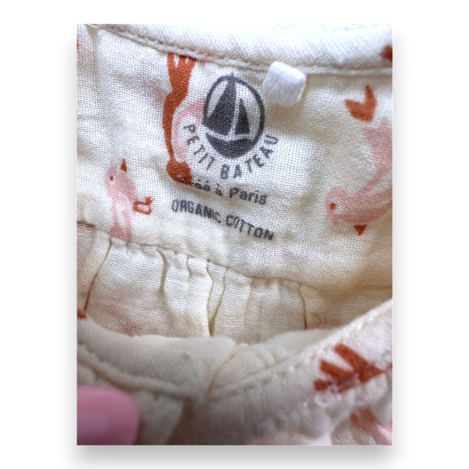 PETIT BATEAU - Beige Bluse mit Vogelprint - 18 Monate