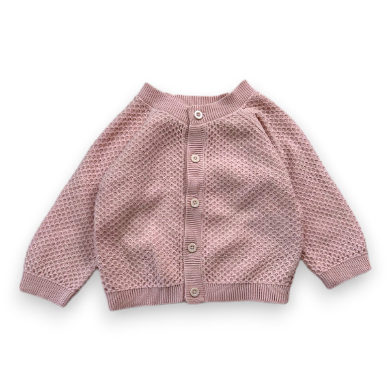 PETIT BATEAU - Strukturierte rosa Strickjacke - 12 Monate