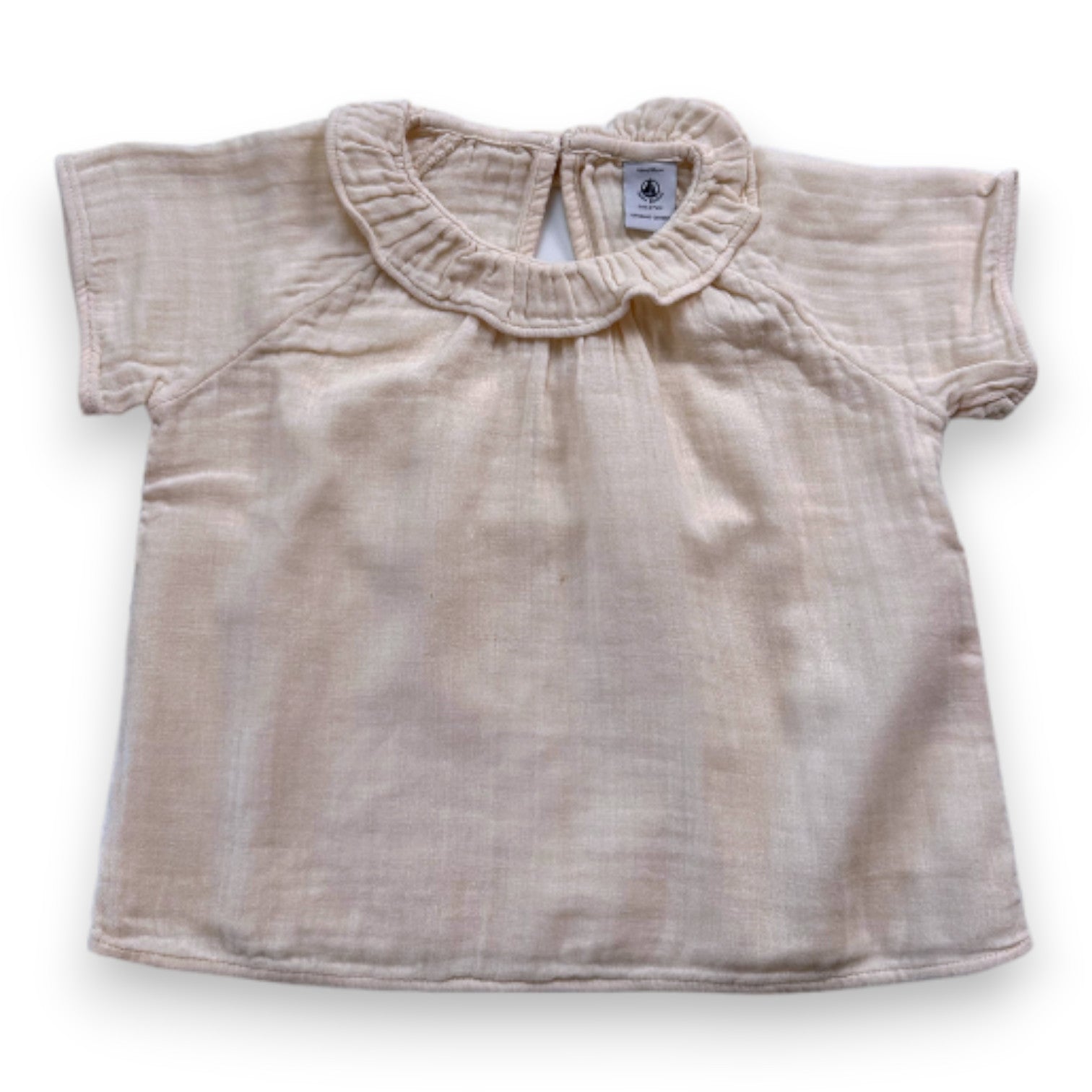 PETIT BATEAU - Beige Kurzarmbluse - 18 Monate
