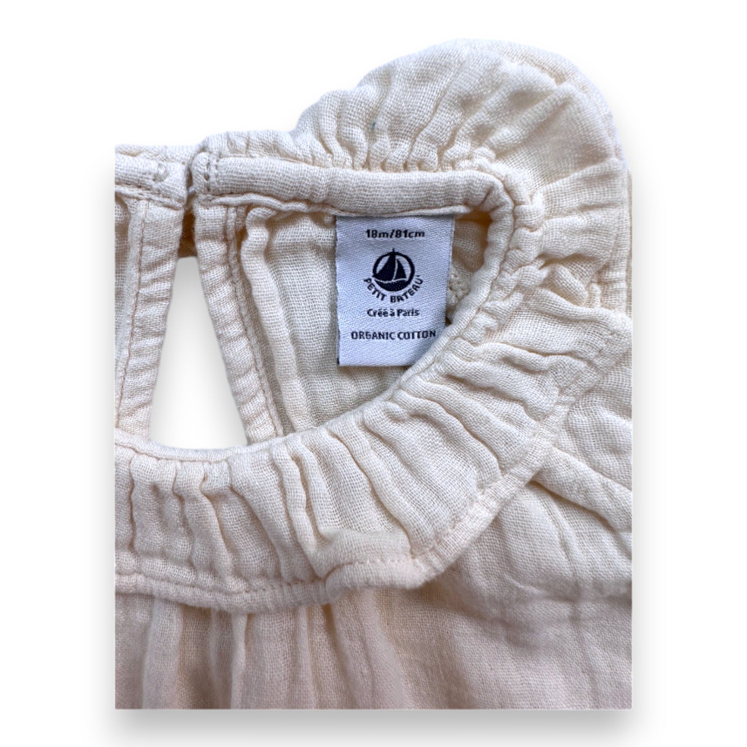 PETIT BATEAU - Beige Kurzarmbluse - 18 Monate