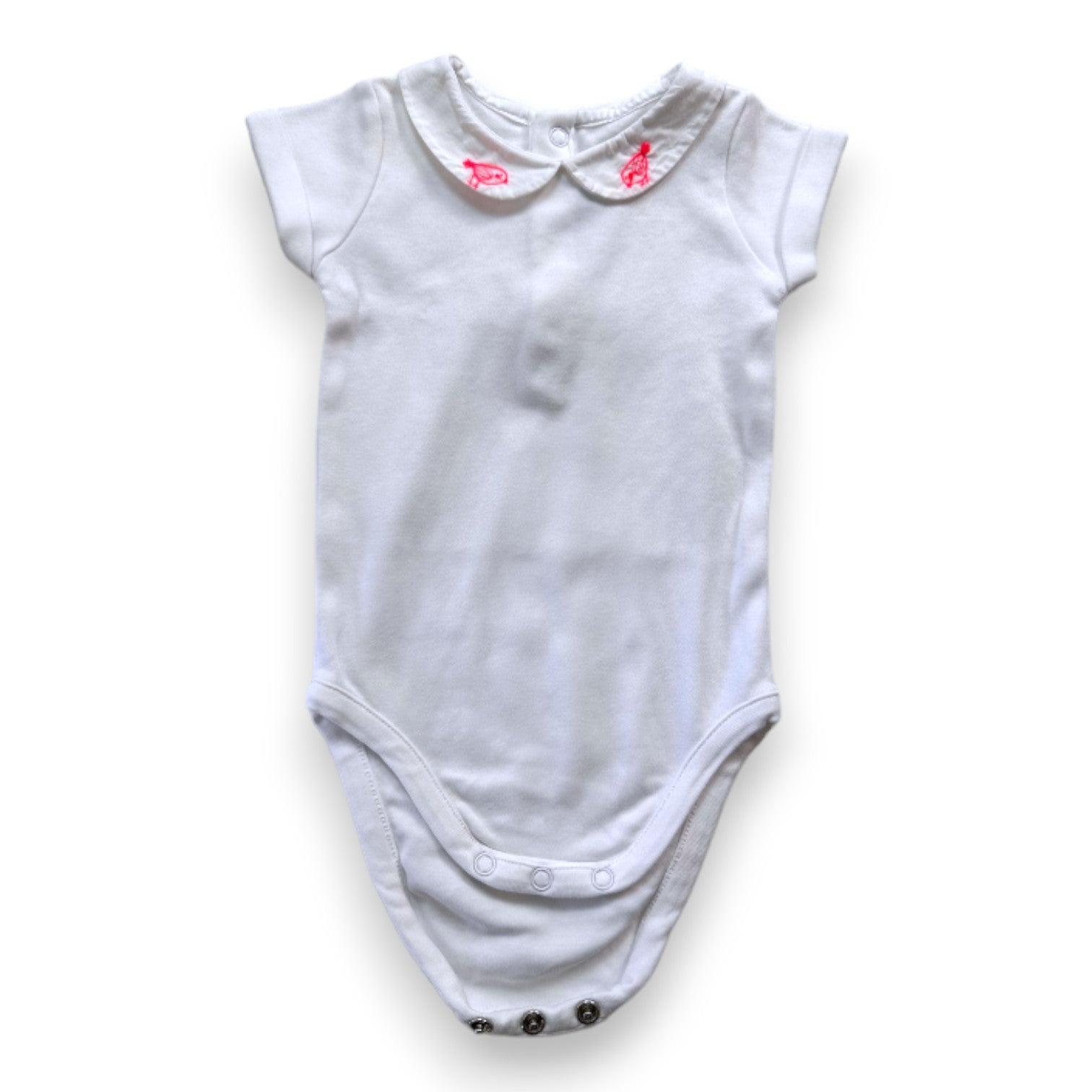 JACADI - Weißer Body mit besticktem Kragen - 3 Monate