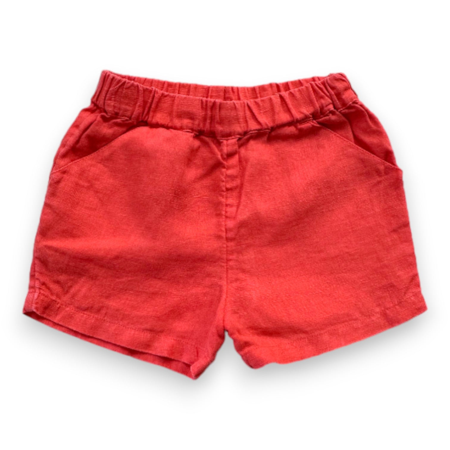 PETIT BATEAU - Orange Leinenshorts - 18 Monate