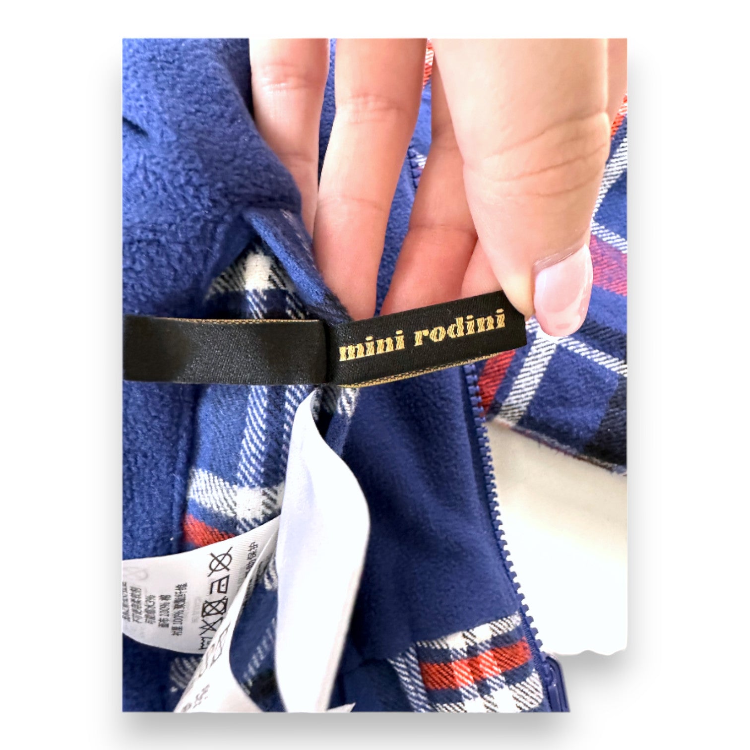 MINI RODINI - Wende-Fleecejacke mit Karomuster / blau - 5 Jahre