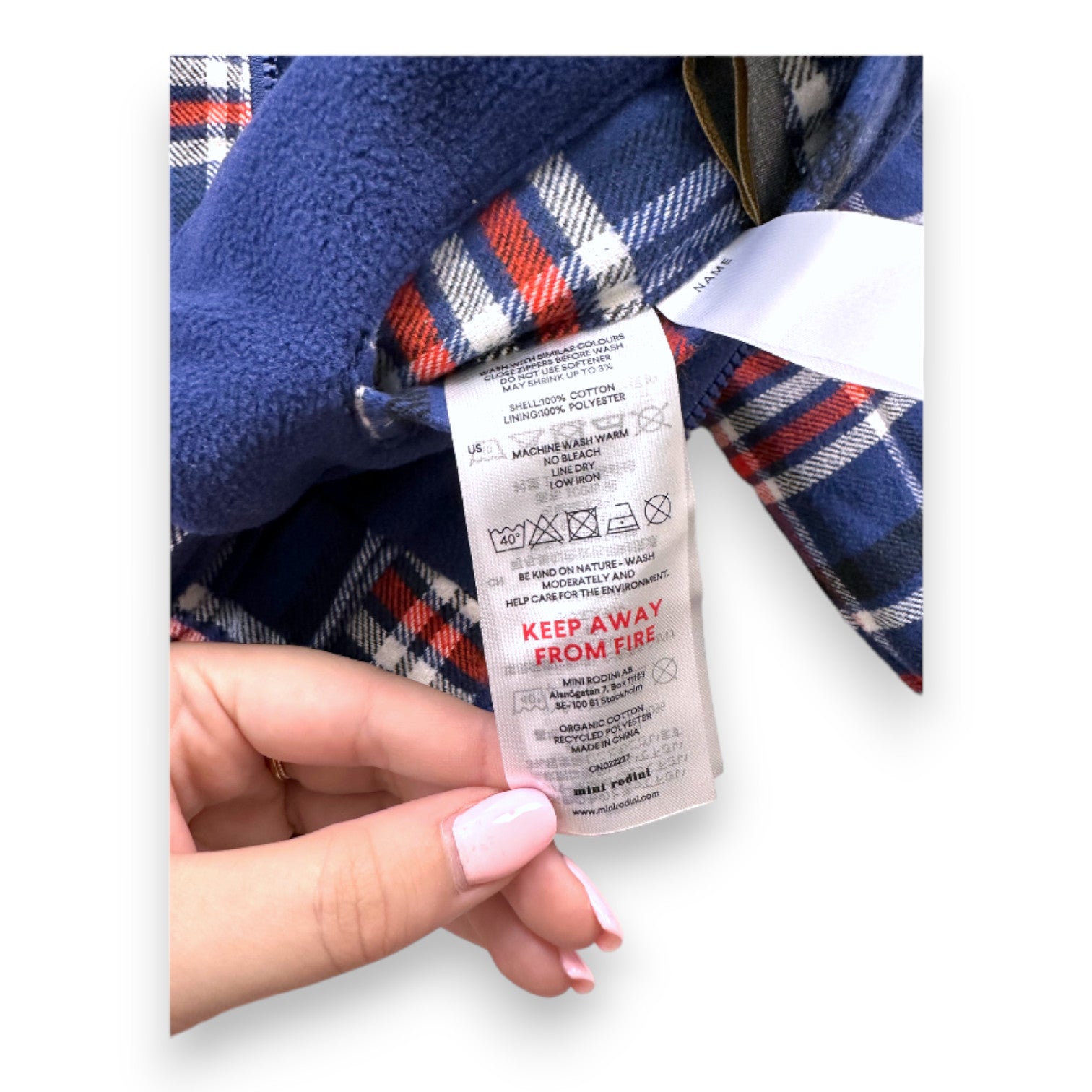 MINI RODINI - Wende-Fleecejacke mit Karomuster / blau - 5 Jahre