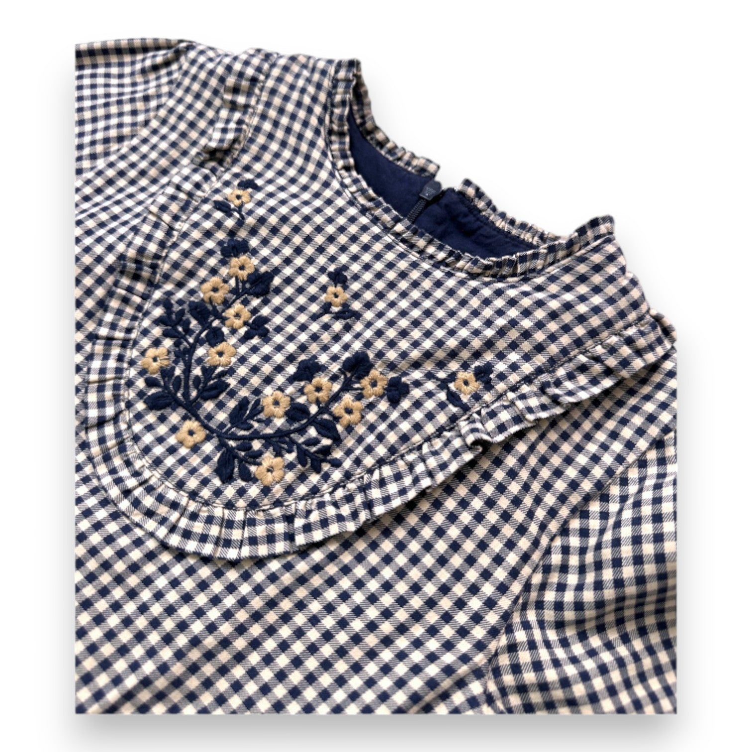 TARTINE &amp; CHOCOLAT - Checked dress with embroidered flowers - 8 years