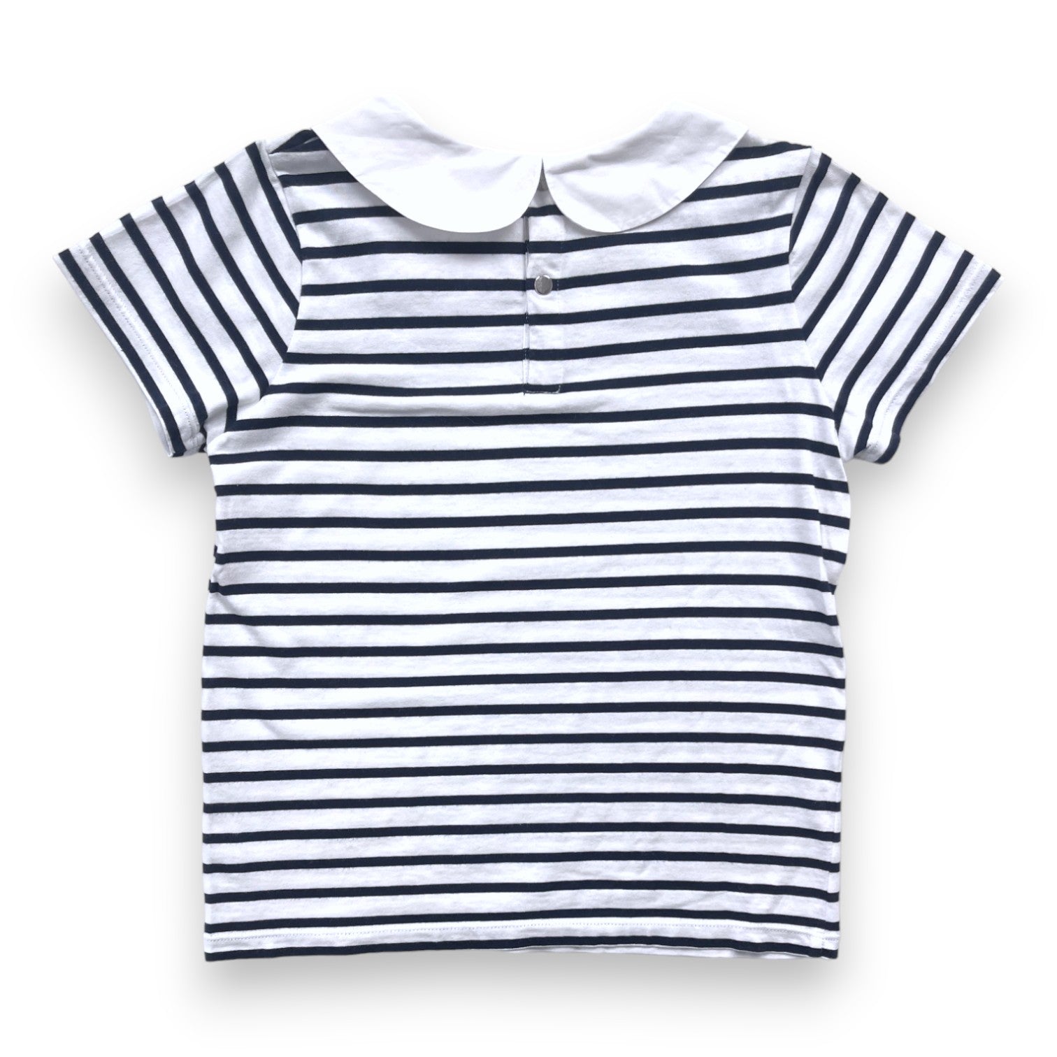 JACADI - White collar striped t-shirt - 8 years