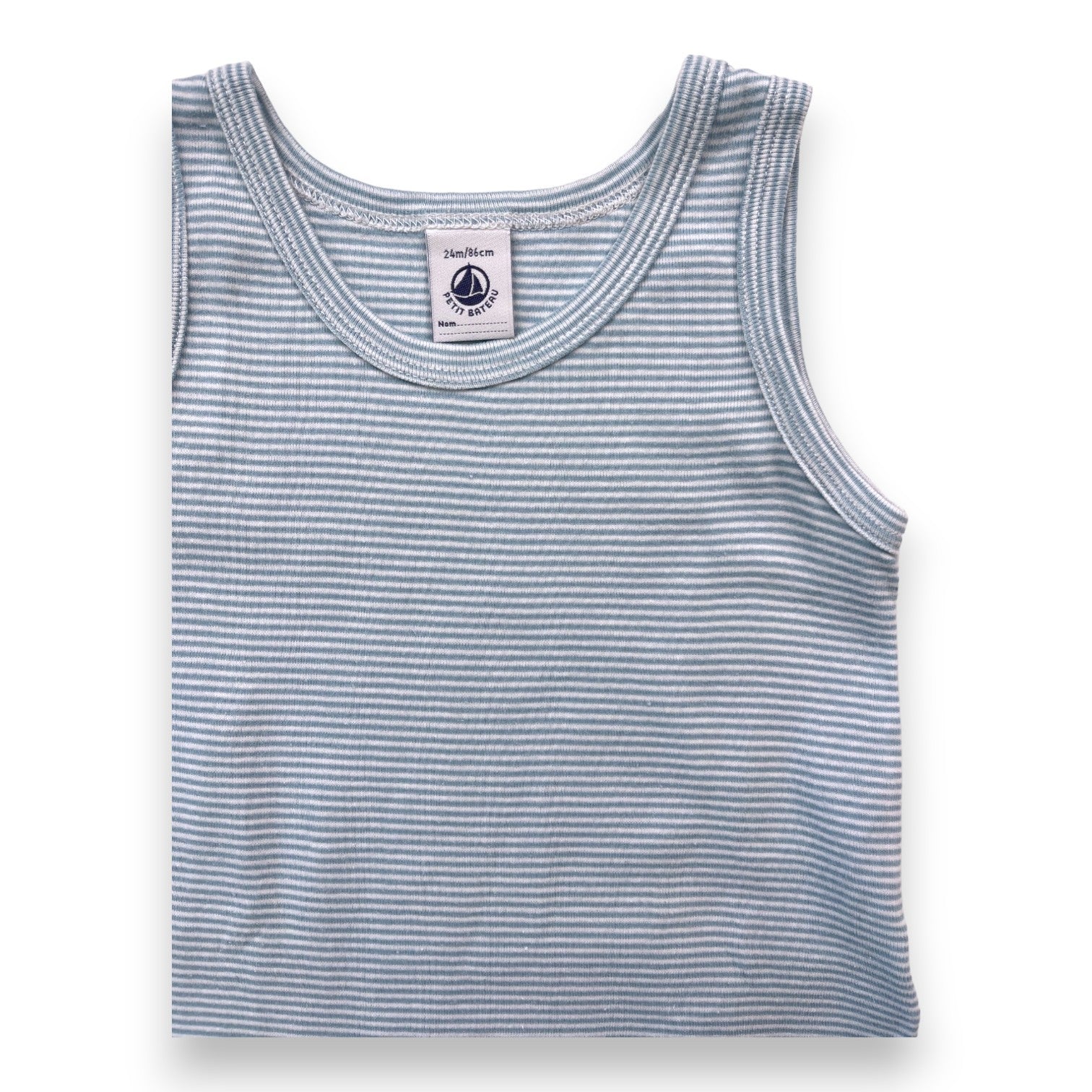 PETIT BATEAU - Blau gestreifter kurzer Overall - 2 Jahre