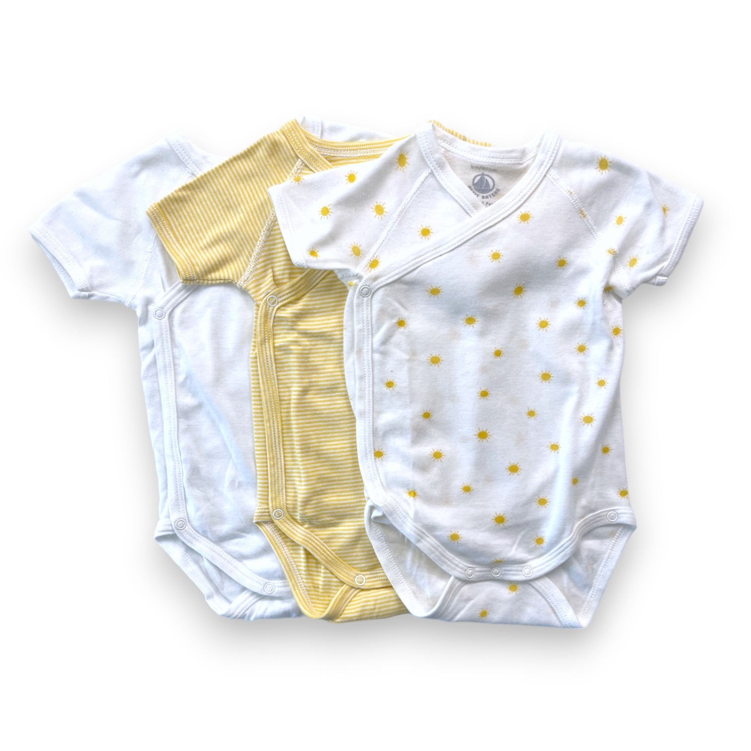 PETIT BATEAU - Set of 3 wrap-over bodysuits - 6 months