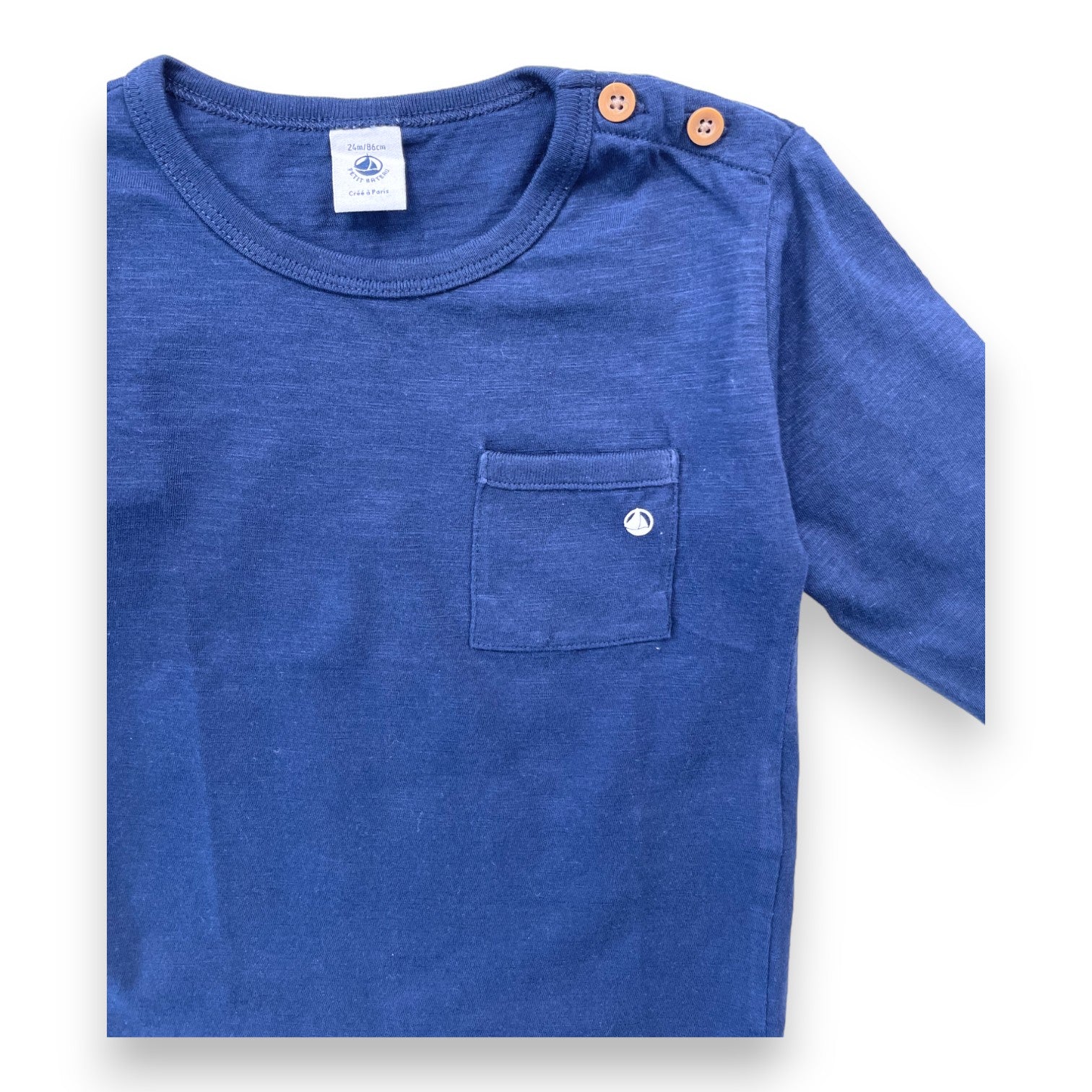 PETIT BATEAU - Marineblaues Langarm-T-Shirt - 2 Jahre