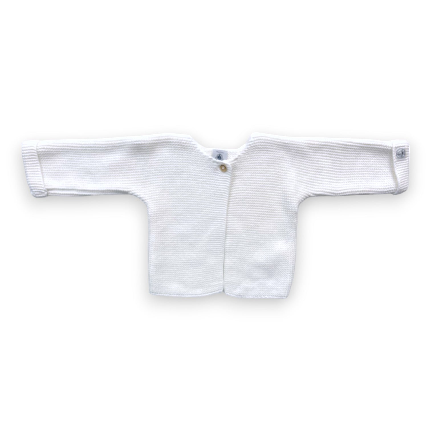 PETIT BATEAU - Cream cotton knit cardigan - 12 months