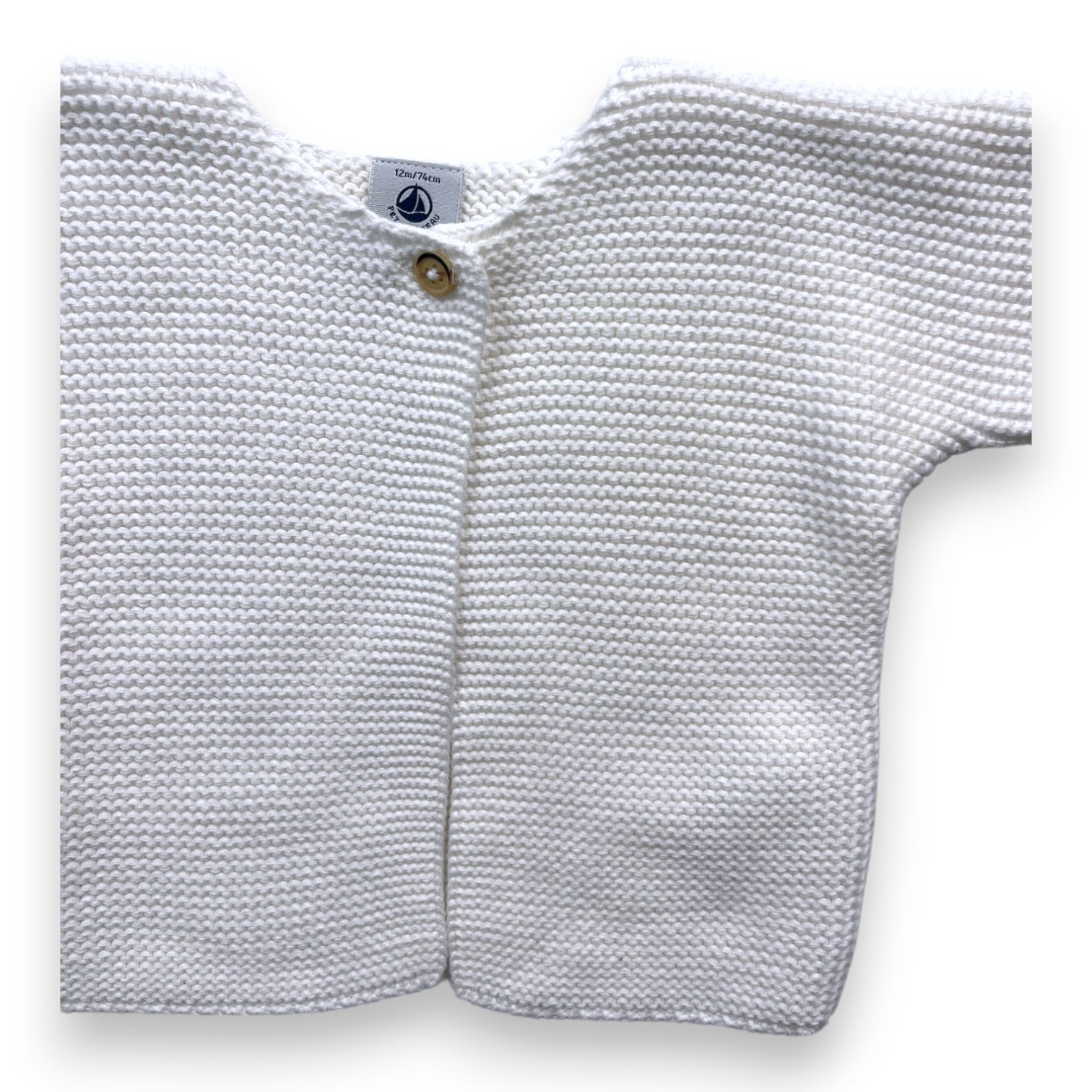 PETIT BATEAU - Cream cotton knit cardigan - 12 months