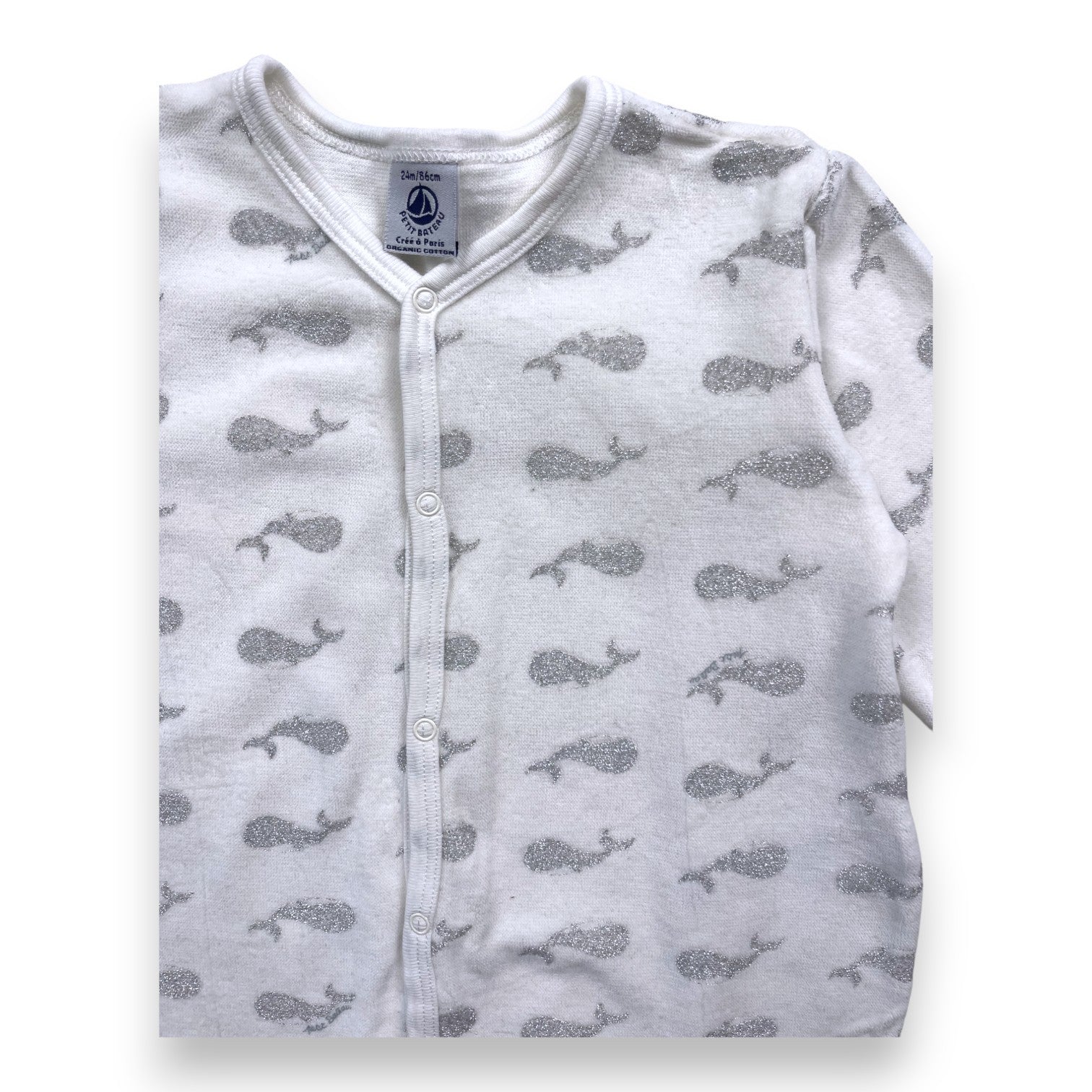 PETIT BATEAU - Pyjama baleines en velours - 2 ans