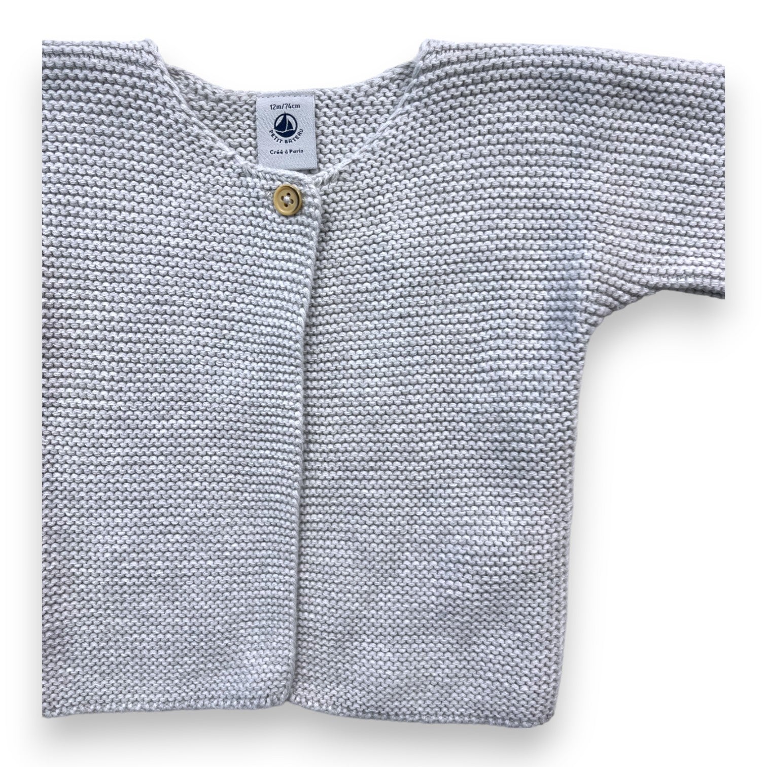 PETIT BATEAU - Graue Strickjacke aus Baumwolle - 12 Monate