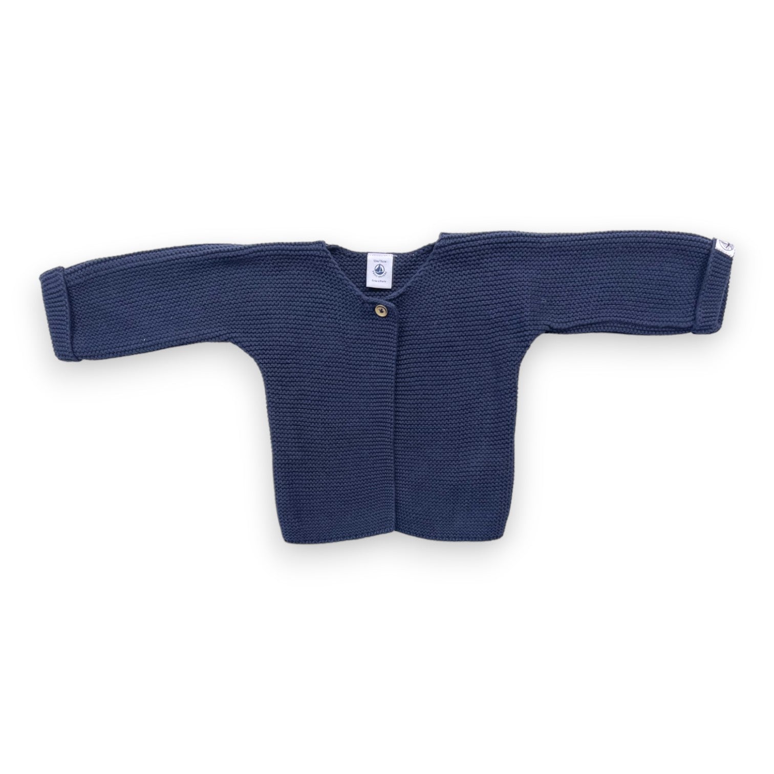 PETIT BATEAU - Marineblaue Strickjacke aus Baumwolle - 12 Monate