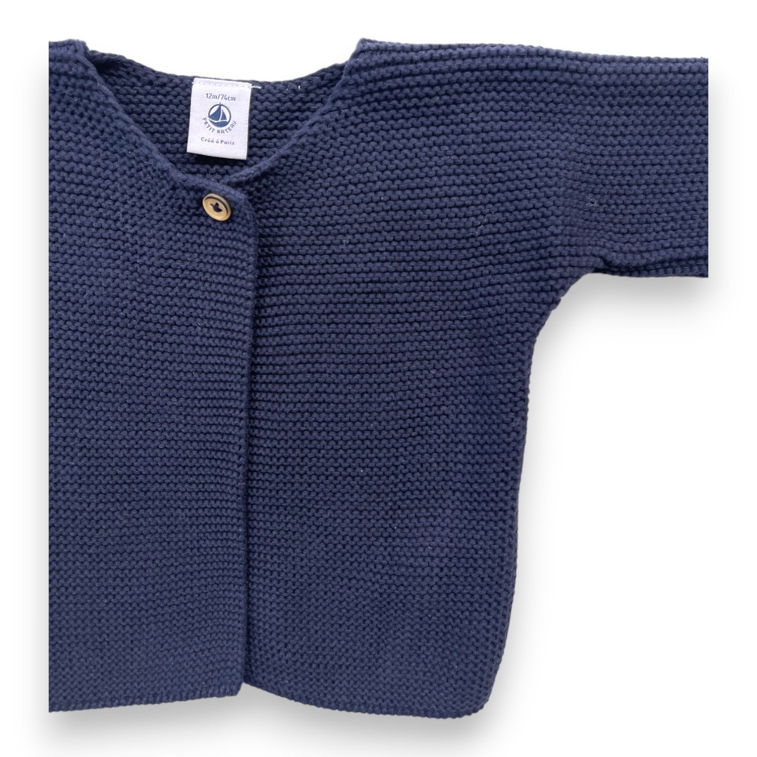 PETIT BATEAU - Marineblaue Strickjacke aus Baumwolle - 12 Monate
