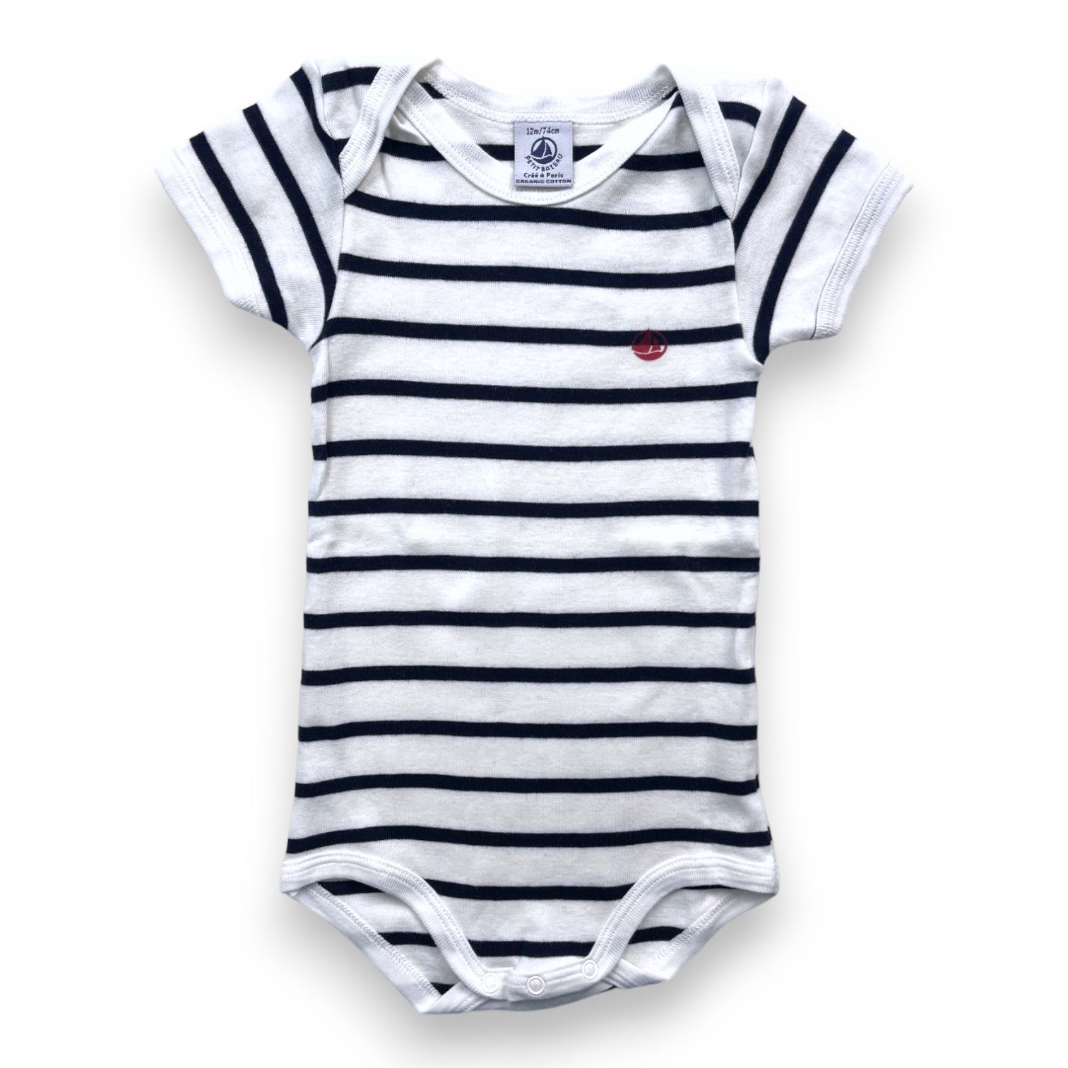PETIT BATEAU - Gestreifter Body - 12 Monate