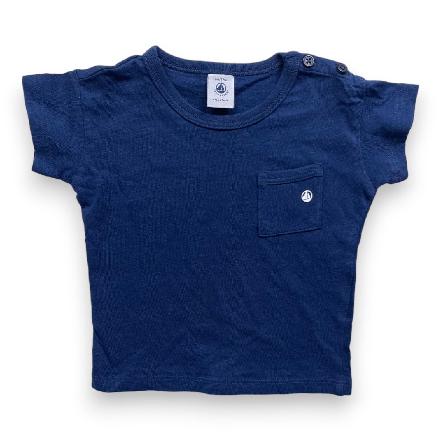 PETIT BOAT - Marineblaues T-Shirt - 6 Monate