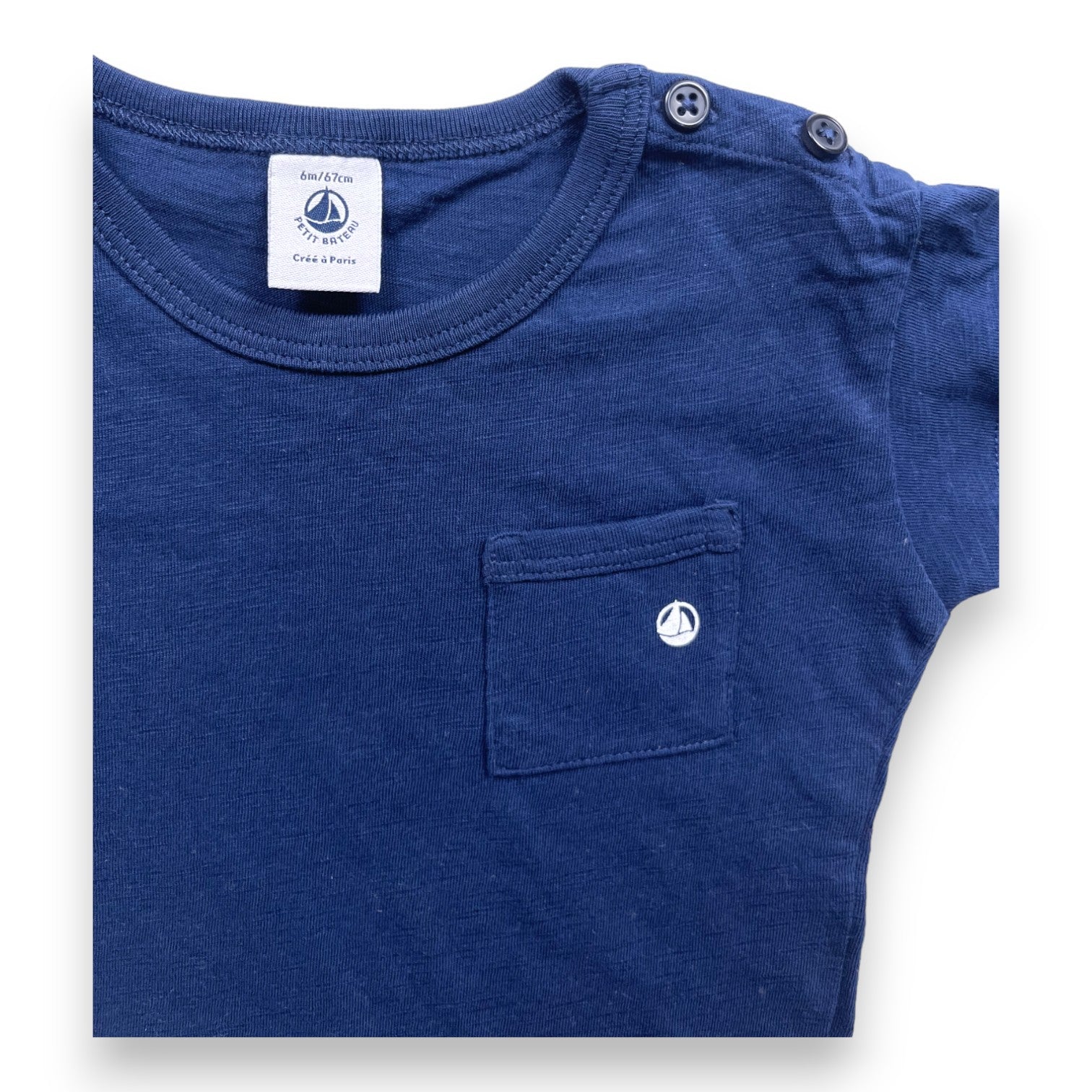 PETIT BOAT - Marineblaues T-Shirt - 6 Monate