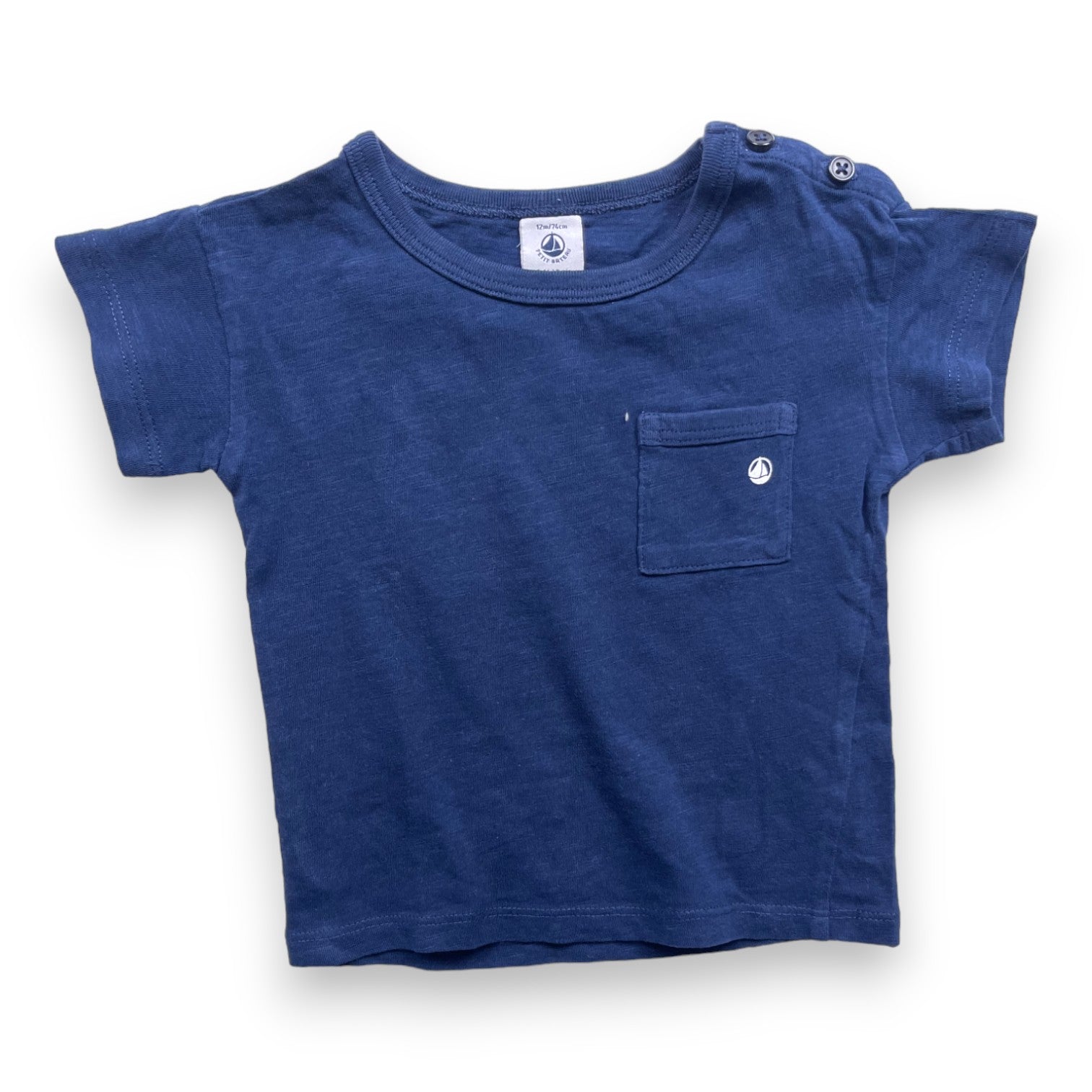 PETIT BOAT - Marineblaues T-Shirt - 12 Monate