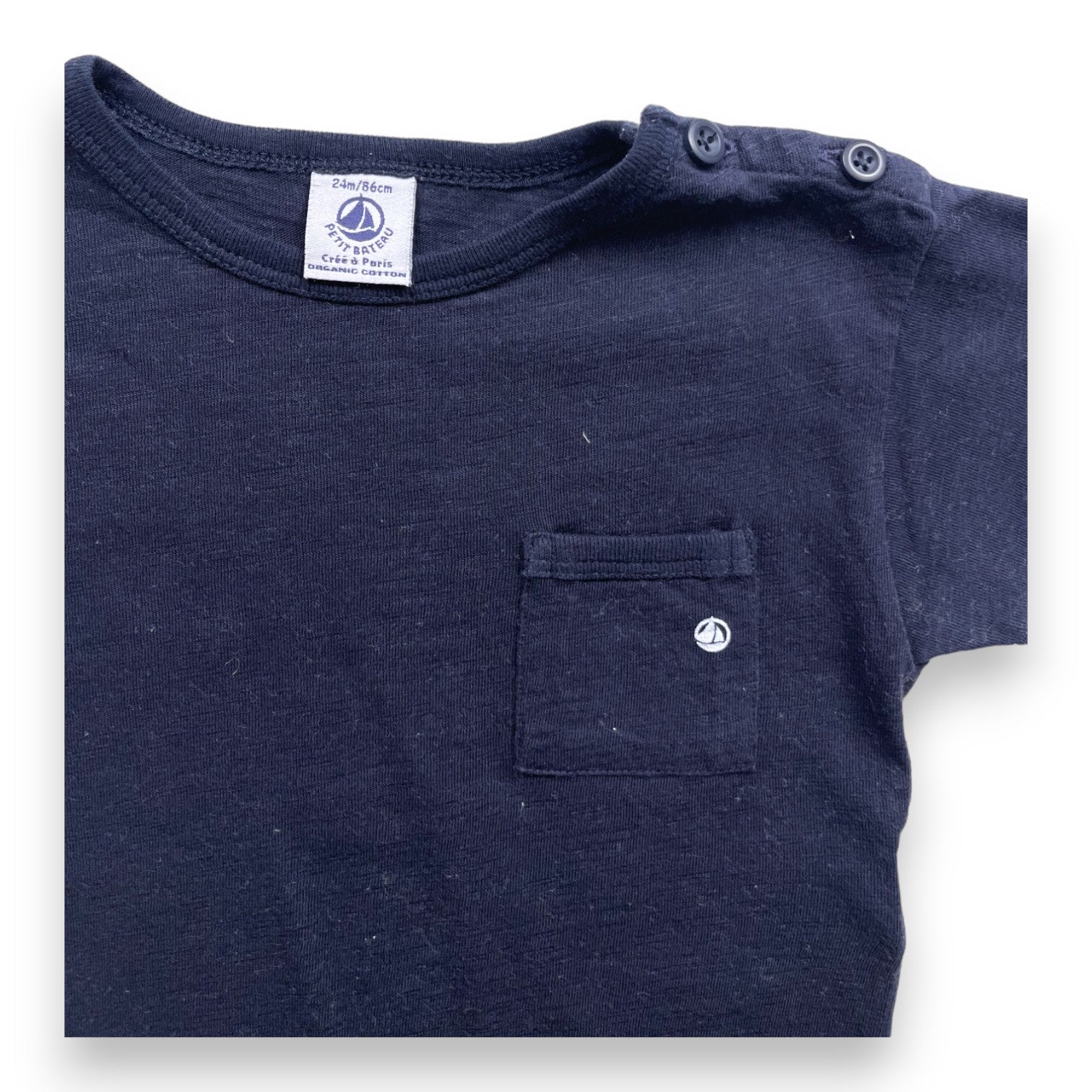 PETIT BATEAU - Mitternachtsblaues T-Shirt - 2 Jahre