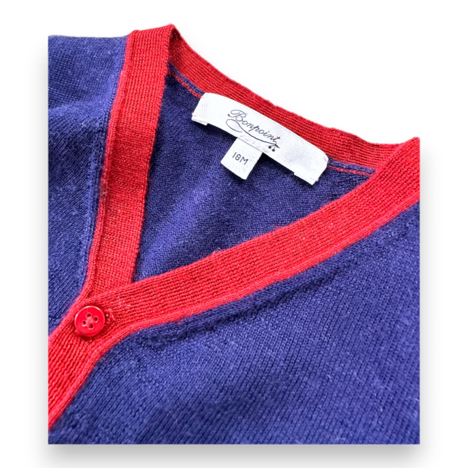 BONPOINT - Navy blue wool cardigan - 18 months