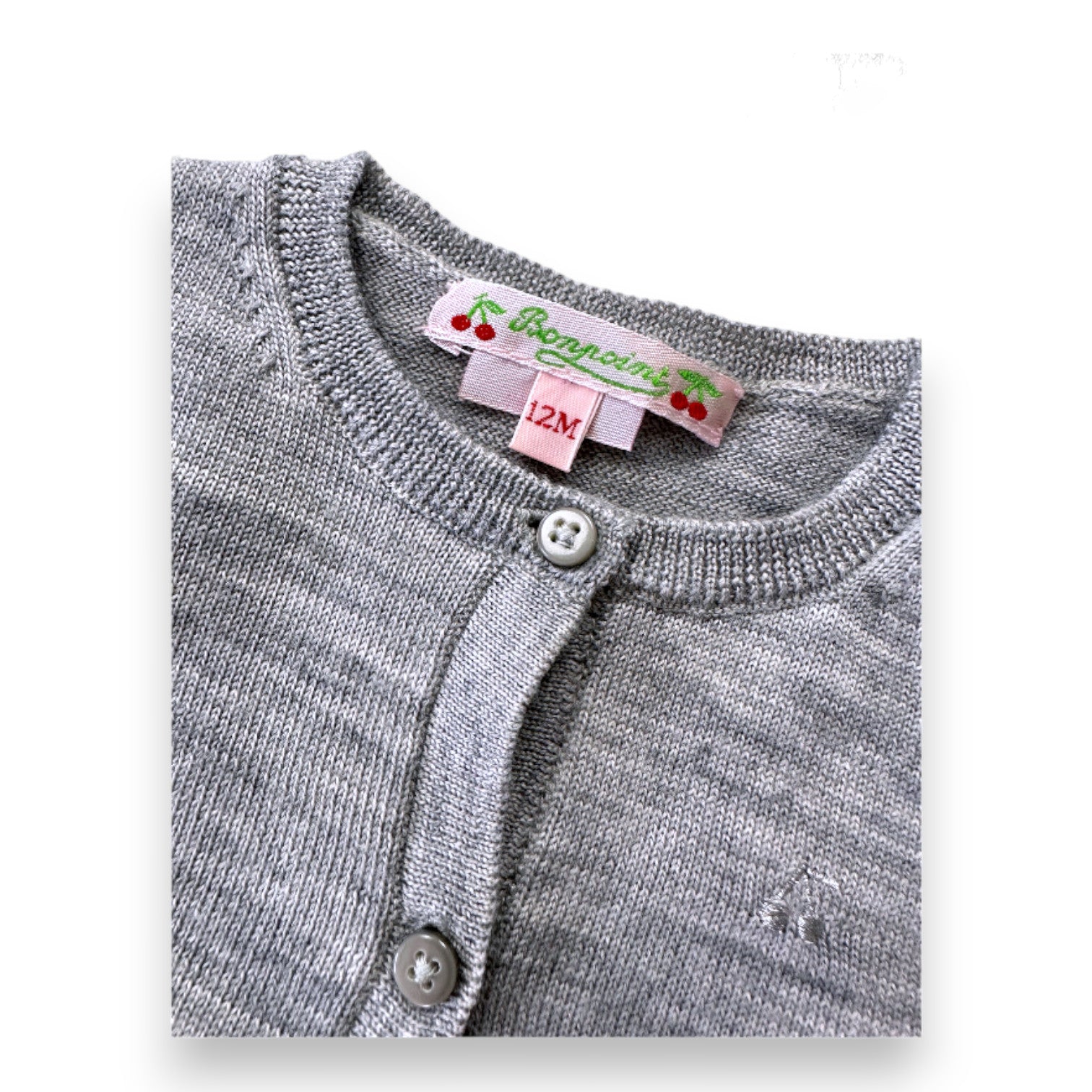 BONPOINT - Graue Wollstrickjacke - 12 Monate