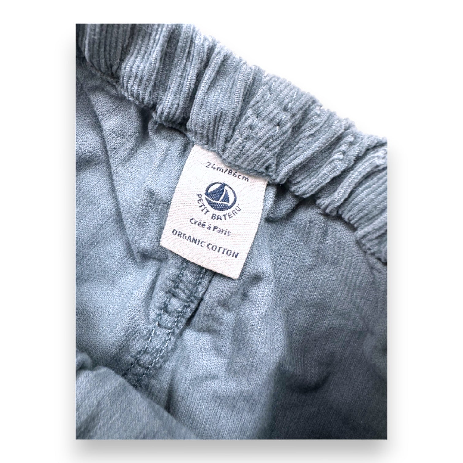 PETIT BATEAU - weite blaue Hose mit Samteffekt - 2 Jahre