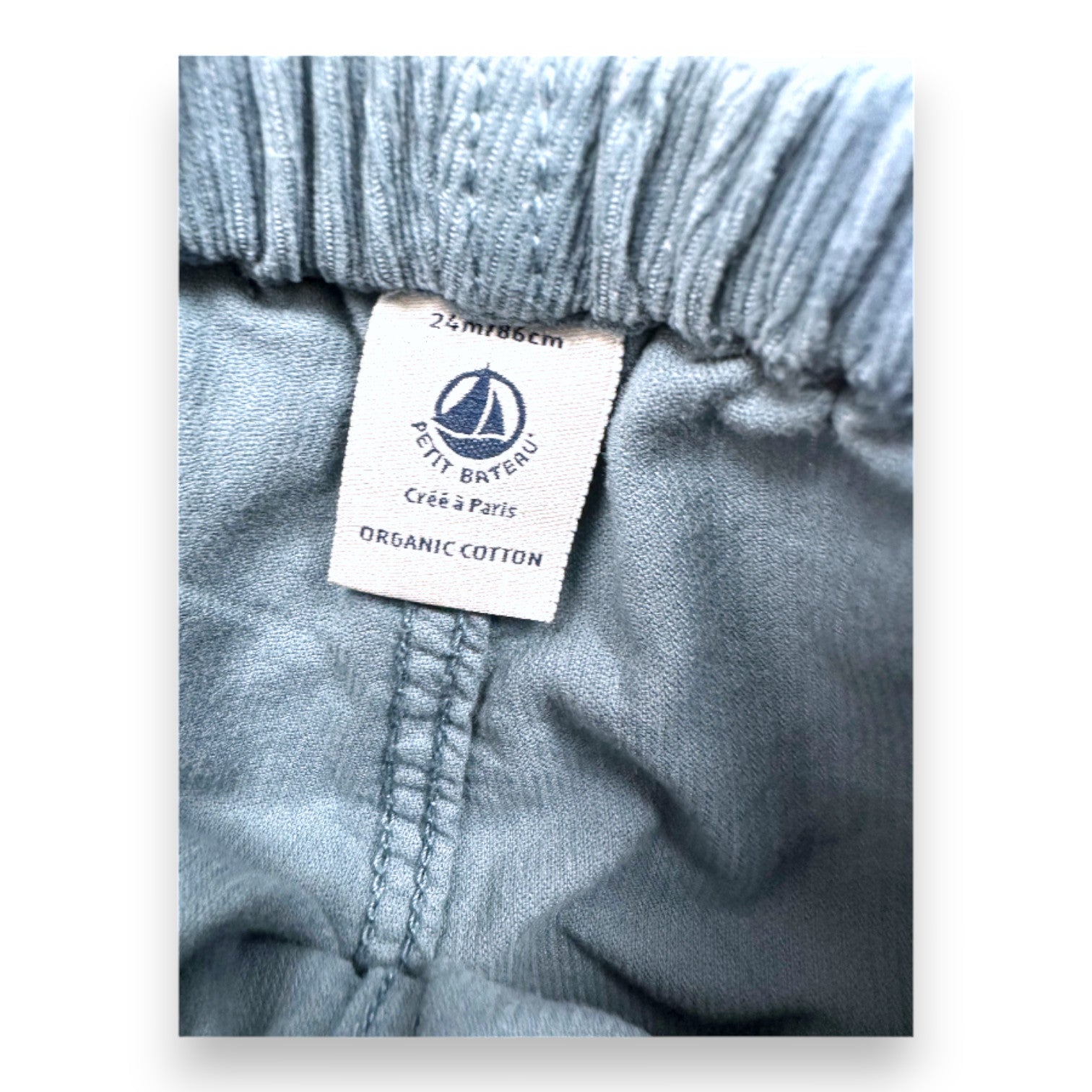 PETIT BATEAU - pantalon large bleu effet velours - 2 ans