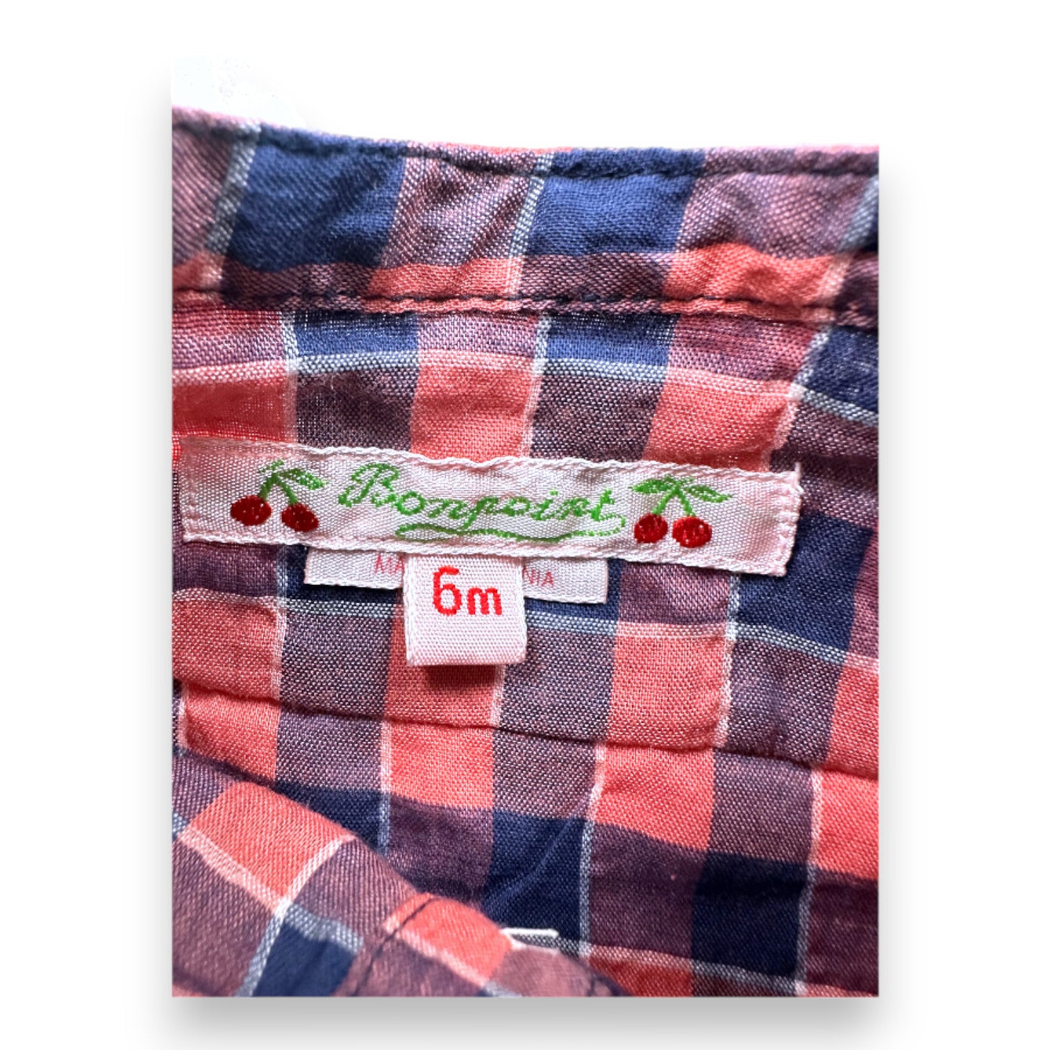 BONPOINT - Pink and blue checked shirt - 6 months