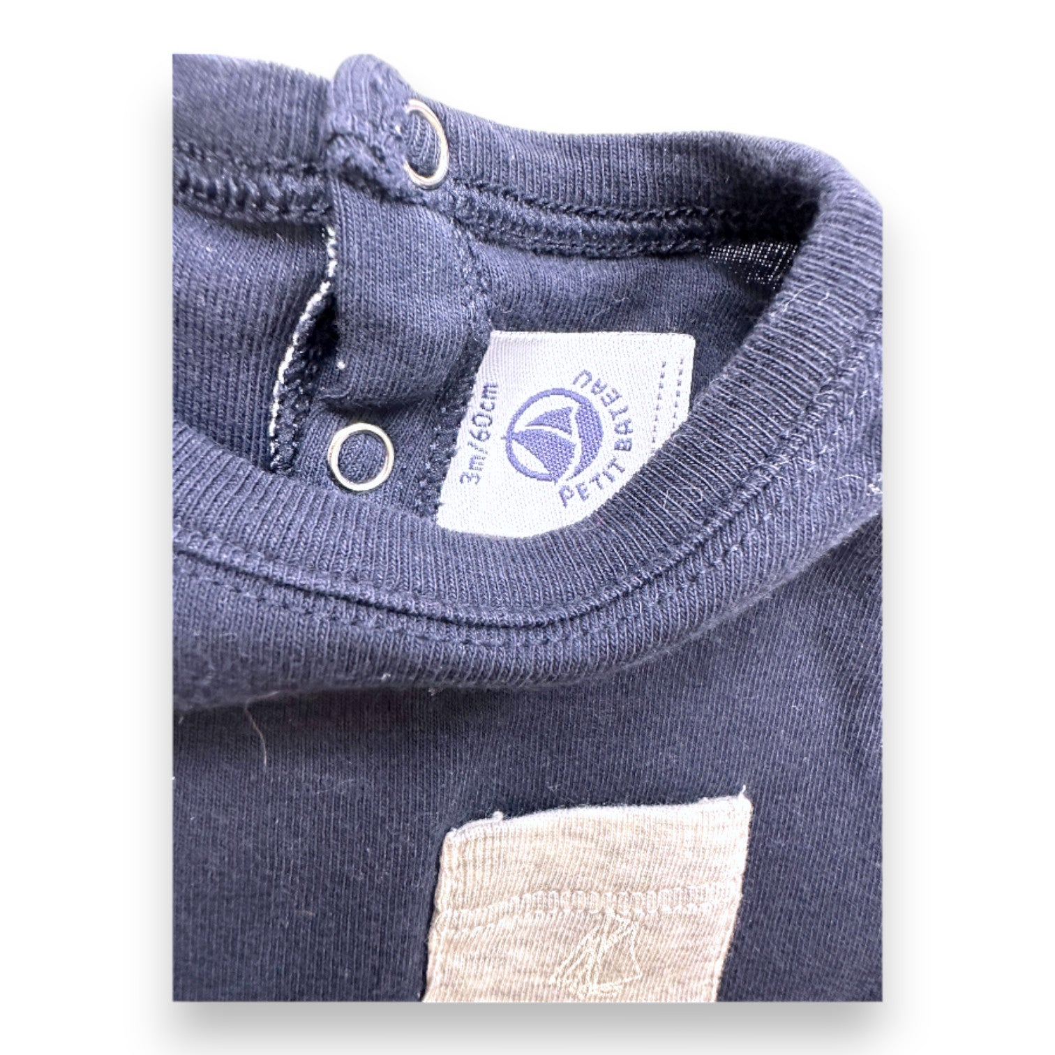 PETIT BATEAU - Navy blue short-sleeved t-shirt - 3 months