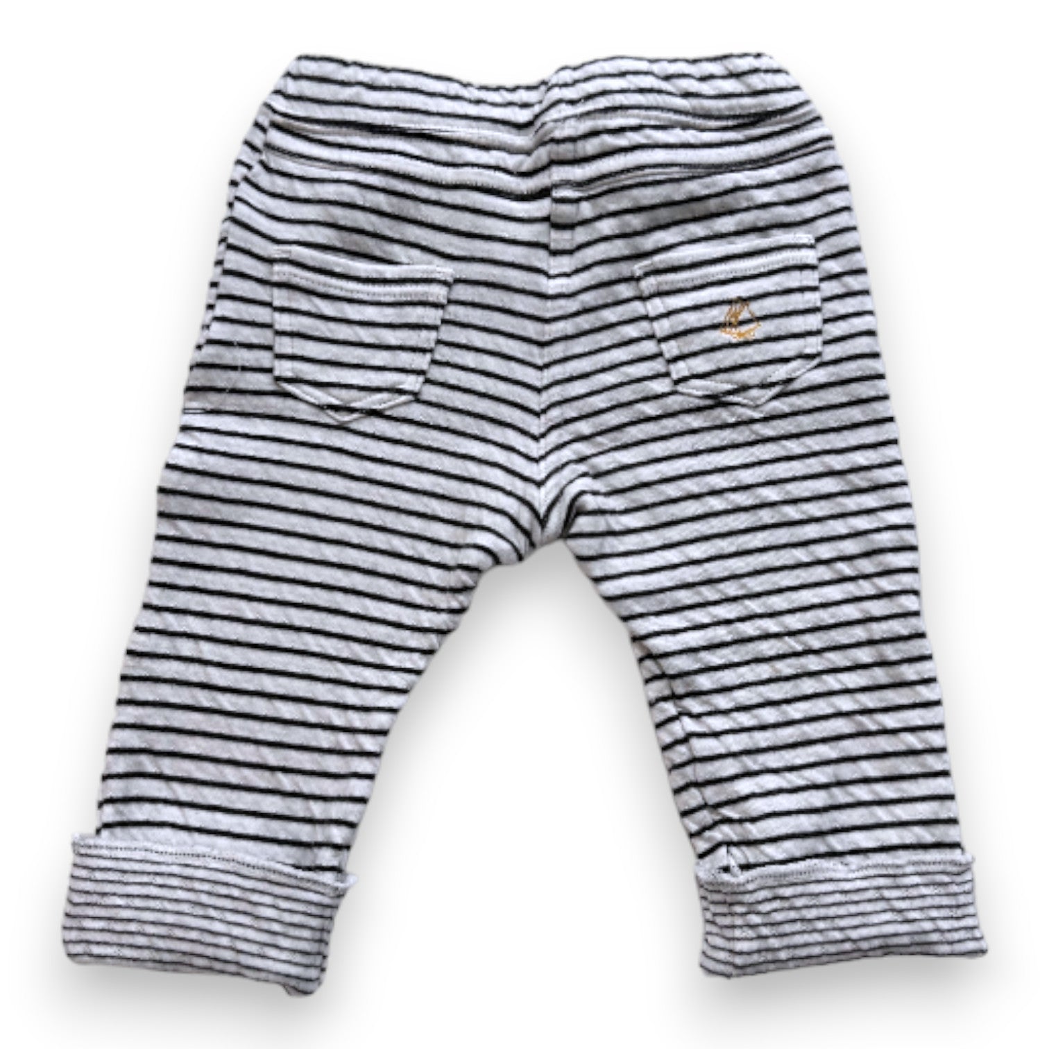 PETIT BATEAU - White and black striped leggings - 3 months