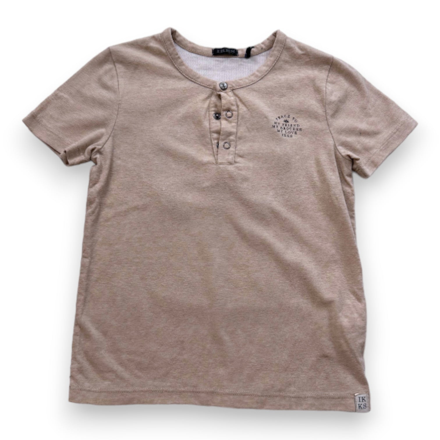 IKKS - Brown short-sleeved T-shirt with embroidery on the back - 5 years