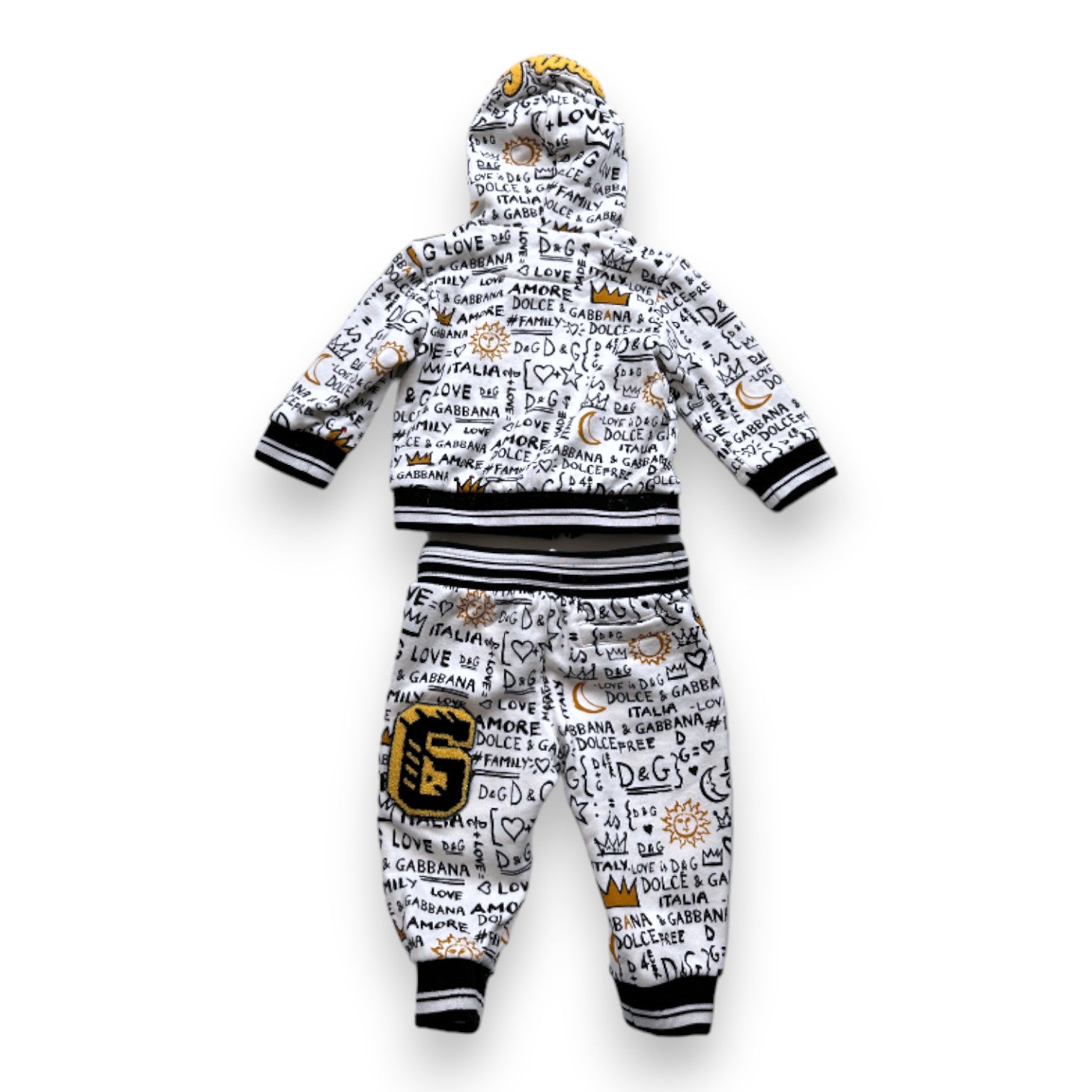 DOLCE &amp; GABBANA - White jogging suit with black patterns - 6 months
