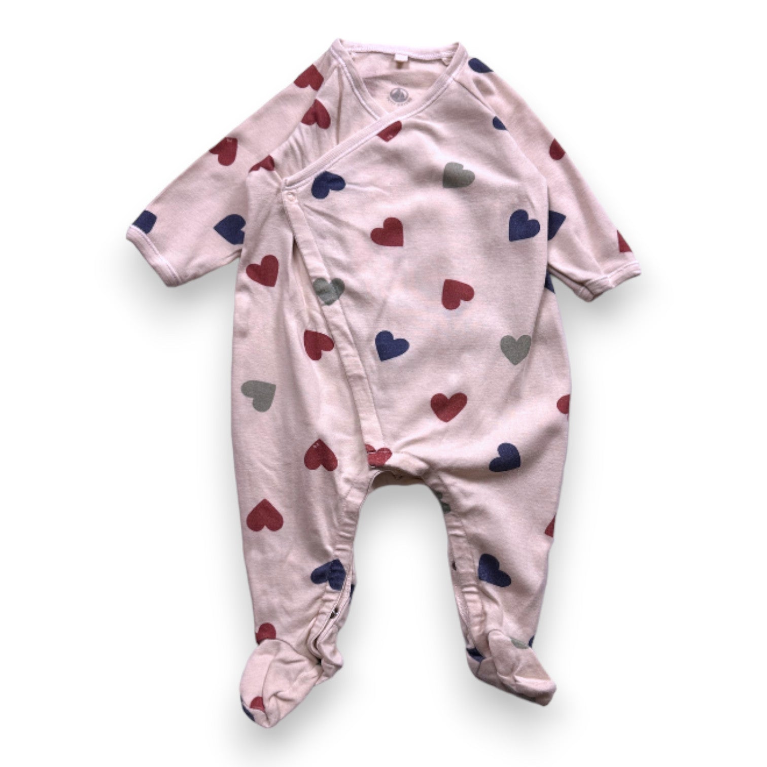 PETIT BATEAU - Pyjama beige à coeurs - 6 mois