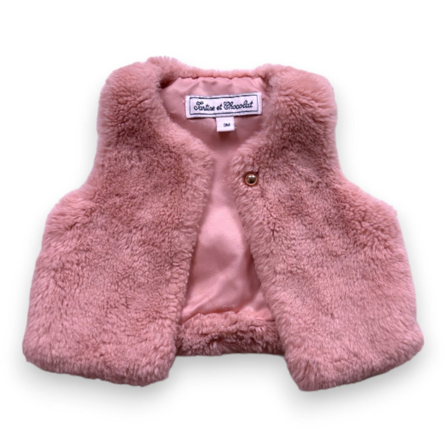 TARTINE &amp; CHOCOLAT - Pink fur sleeveless vest - 3 months
