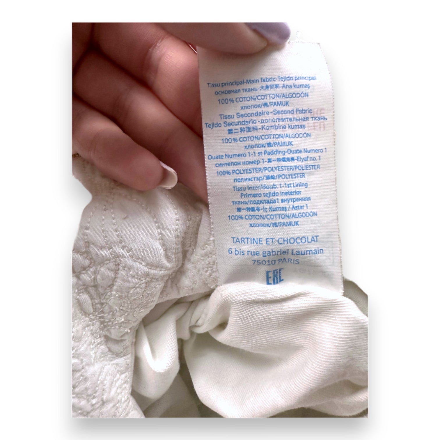 TARTINE & CHOCOLAT - Gigoteuse blanche avec broderies - 0 mois