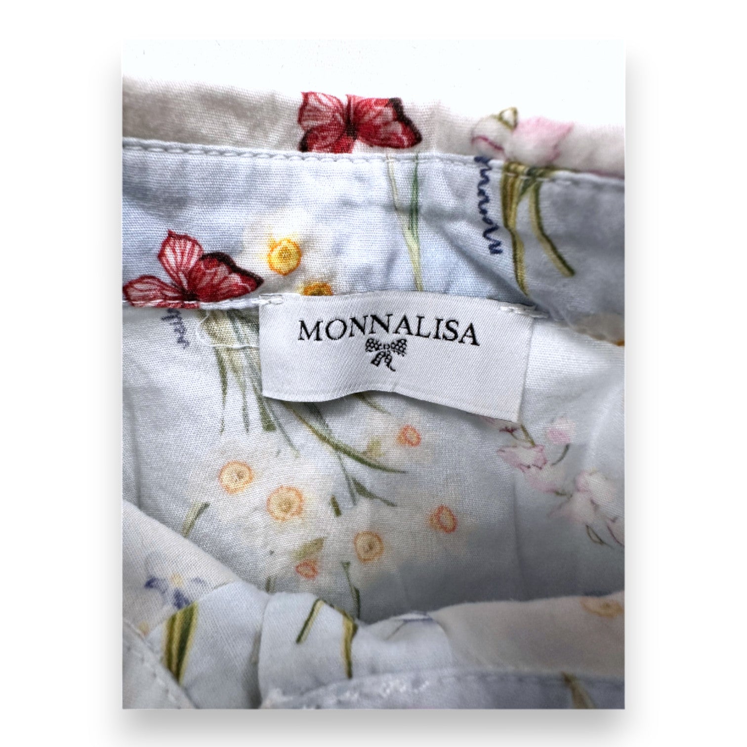 MONNALISA - Blaues Hemd mit Blumenmuster - 2 Jahre