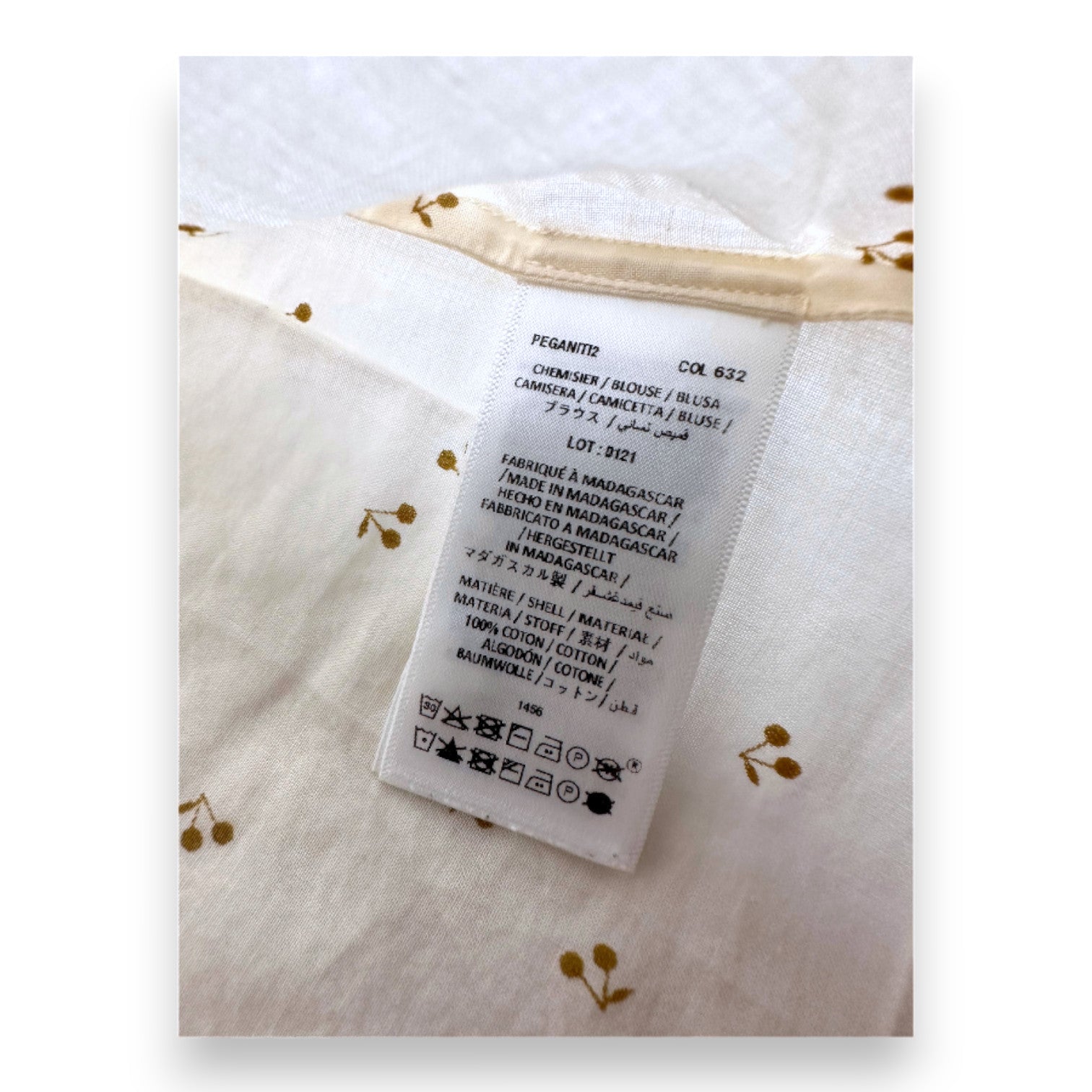 BONPOINT - Cream blouse with cherry print - 18 months