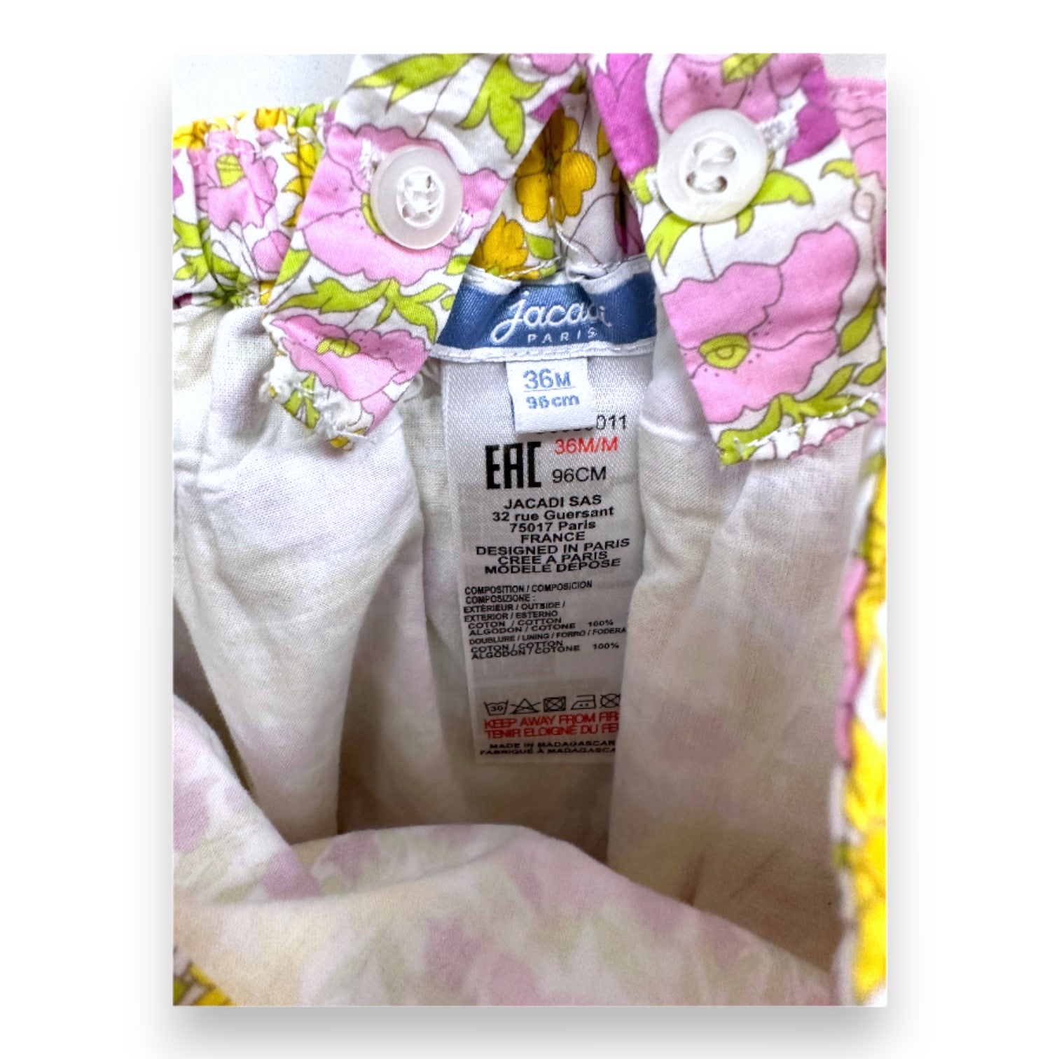 JACADI - White floral bloomers - 3 years