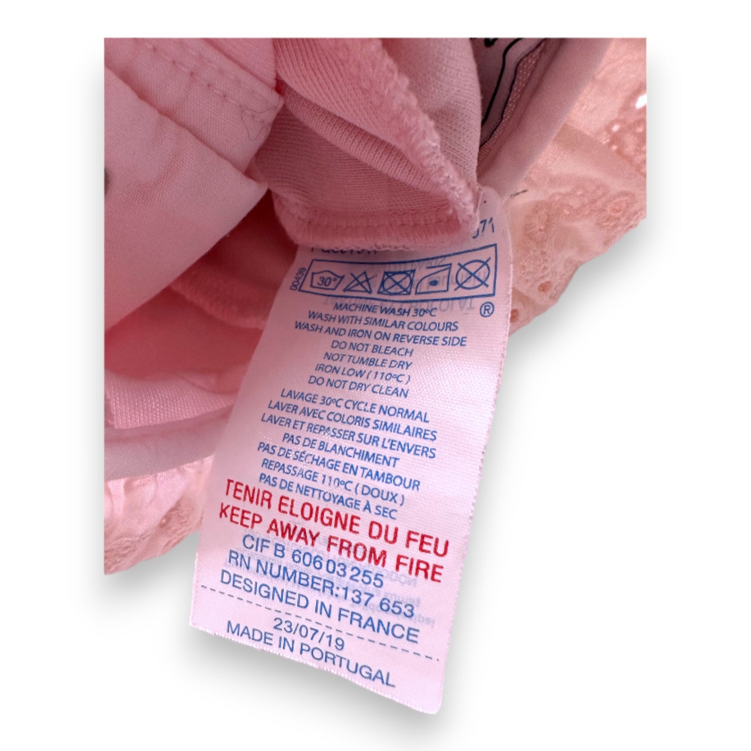 TARTINE &amp; CHOCOLAT - Pink pajamas with embroidery - 1 month