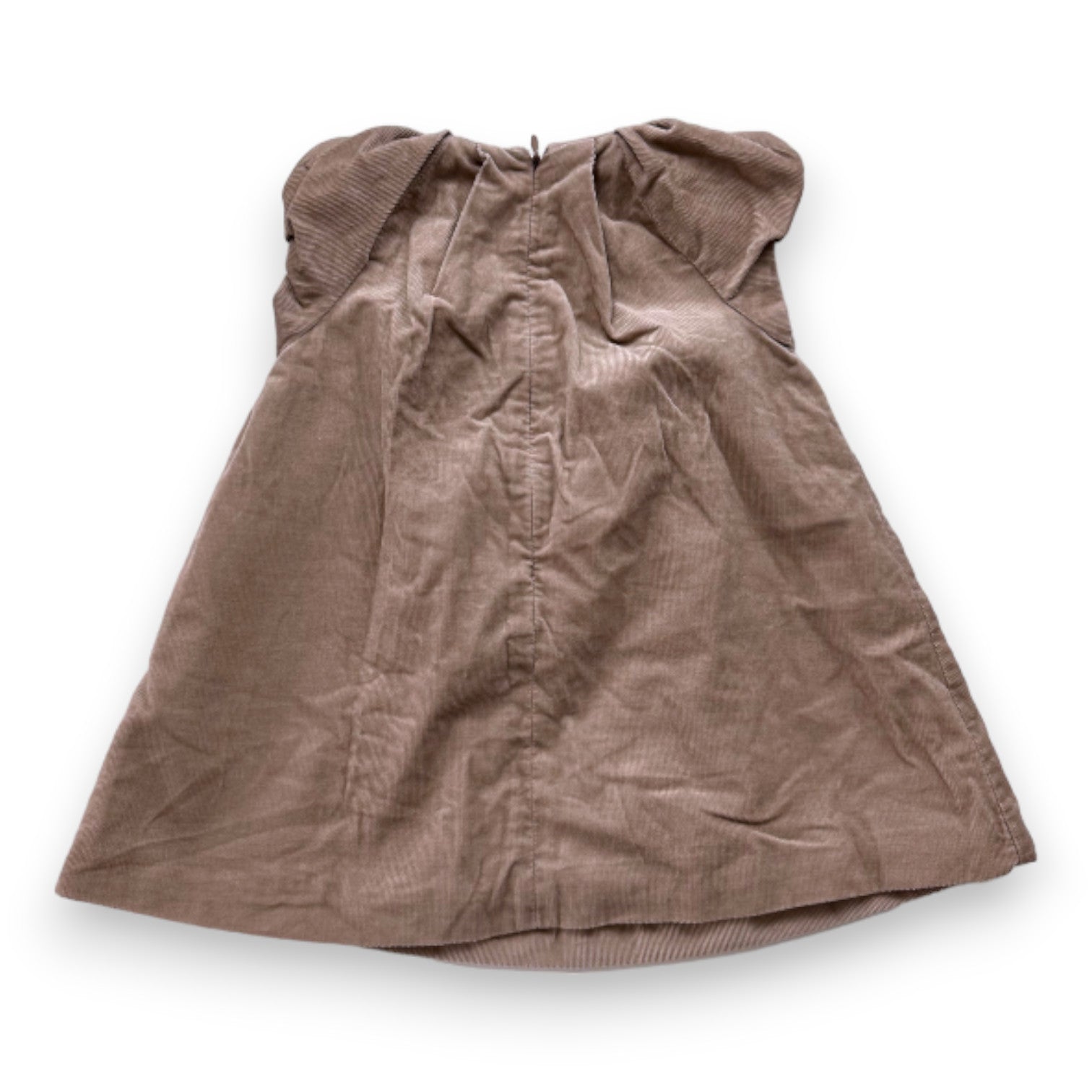 BABY DIOR - Brown short-sleeved dress with embroidery - 12 months