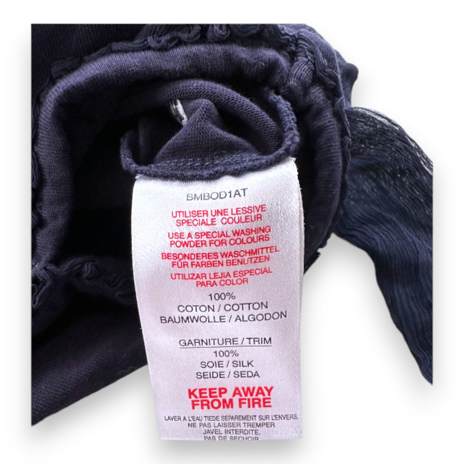 BABY DIOR - Navy blue bodysuit with tulle sleeves - 3 months