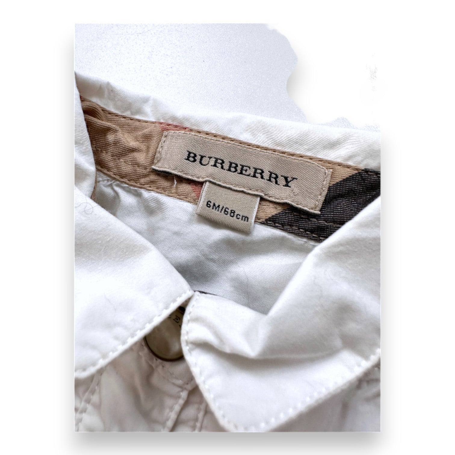 BURBERRY - Weißes Langarmshirt - 6 Monate