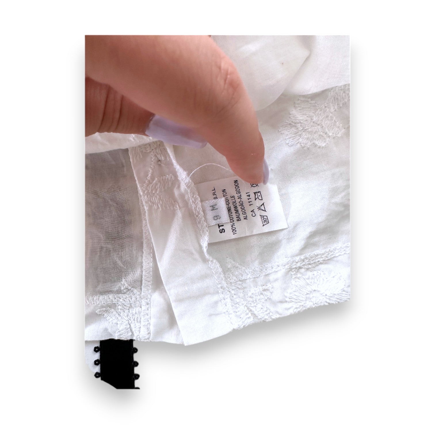 LA PERLA - Light white dress with navy blue bow - 9 months